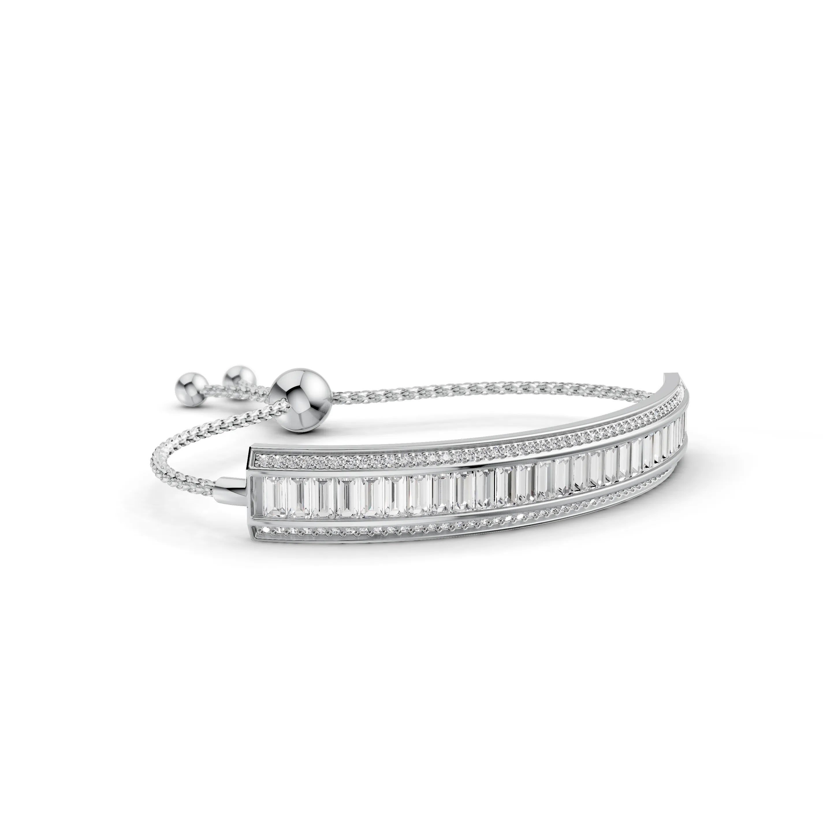 Pargold Solid Gold Exquisite Radiant Bracelet -Silver_Diamond_Diamond_Static_Silver