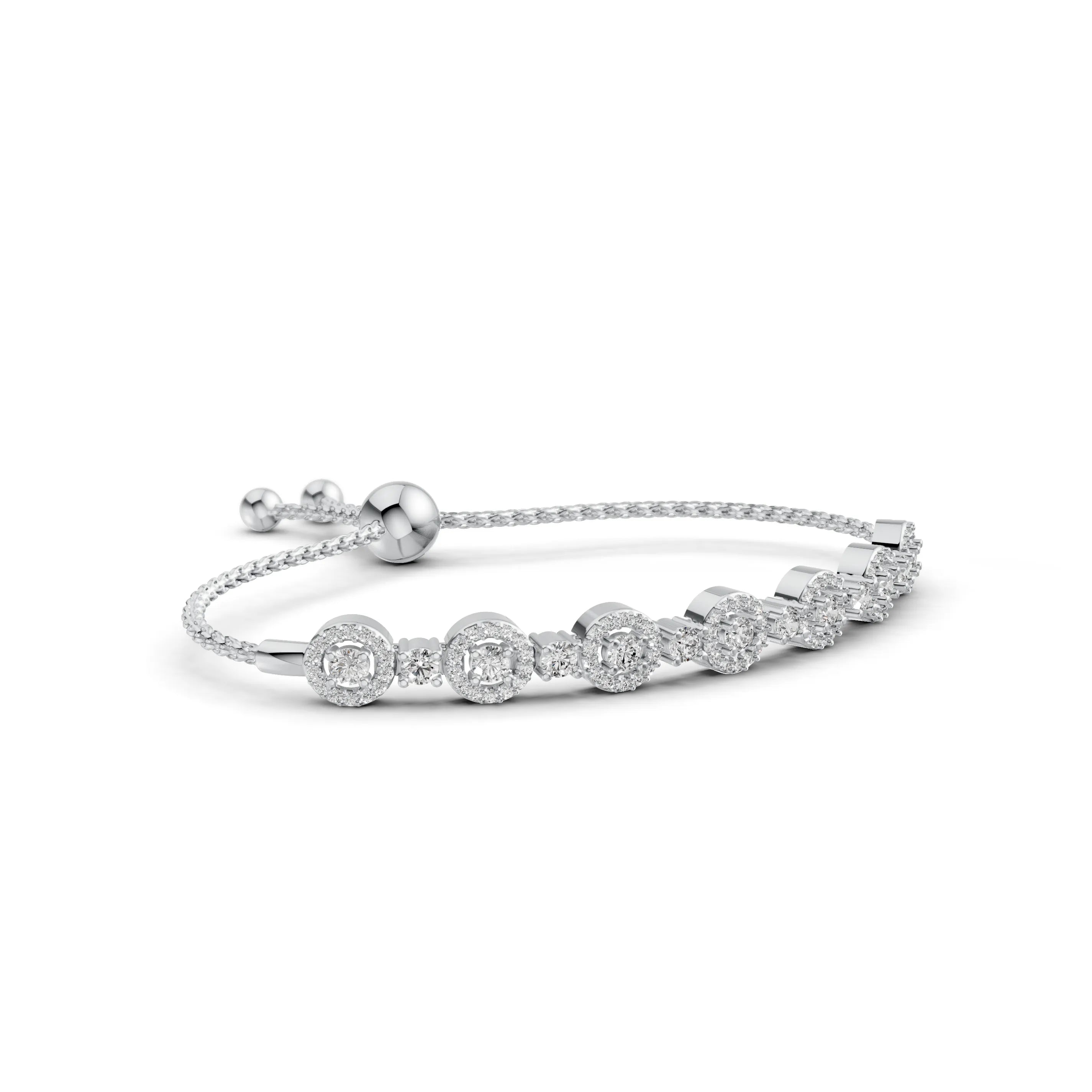 Pargold Solid Gold Luminous Gemstone Radiance Bracelet -Silver_Diamond_Diamond_Static_Silver