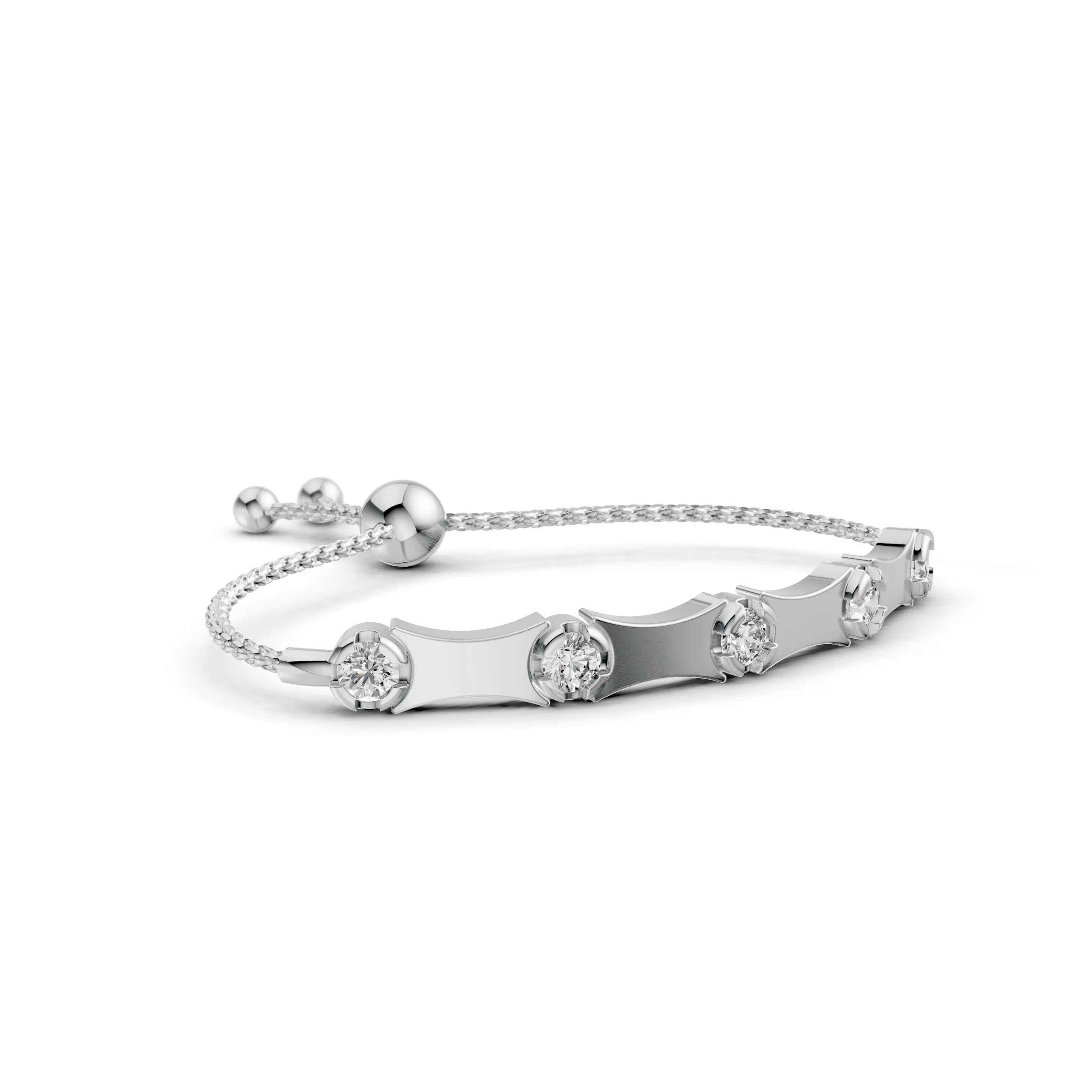 Pargold Solid Gold Elegant Radiant Gemstone Bracelet -Silver_Diamond_Diamond_Static_Silver