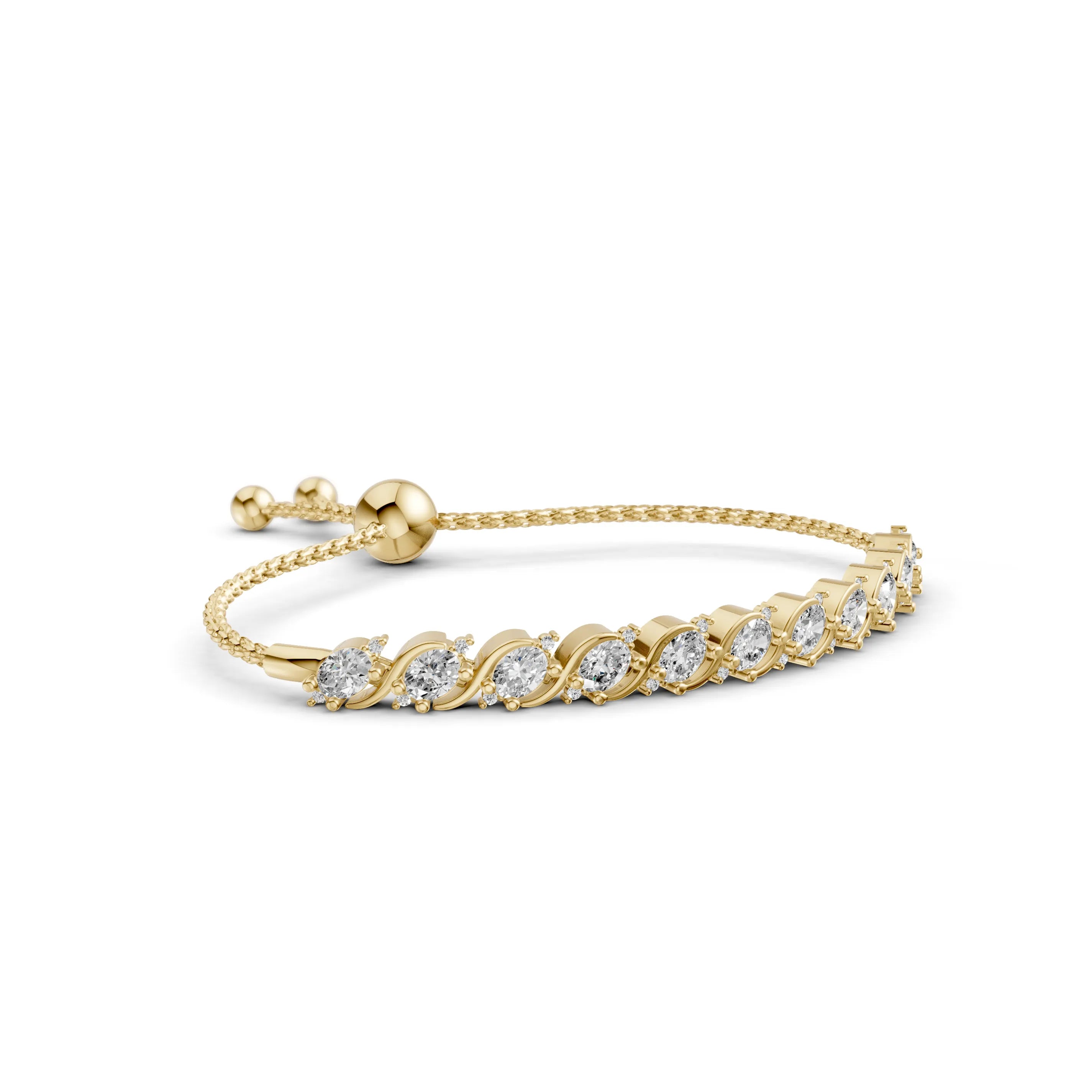 Pargold Solid Gold Elegant Radiant Gemstone Twist Bracelet -Gold_Diamond_Diamond_Static_Gold
