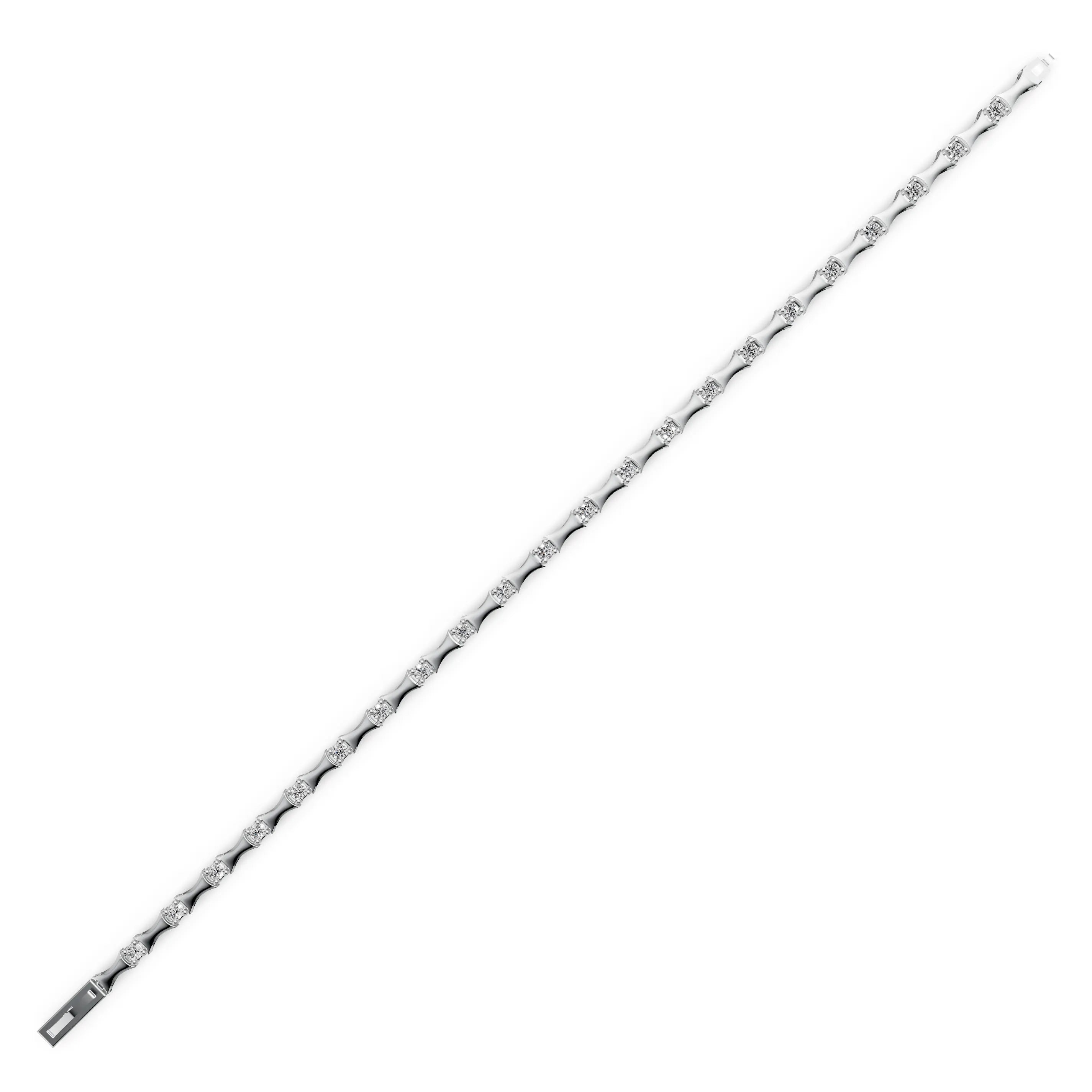 Pargold Solid Gold Luminous Gemstone Link Bracelet -Silver_Diamond_Diamond_Static_Silver