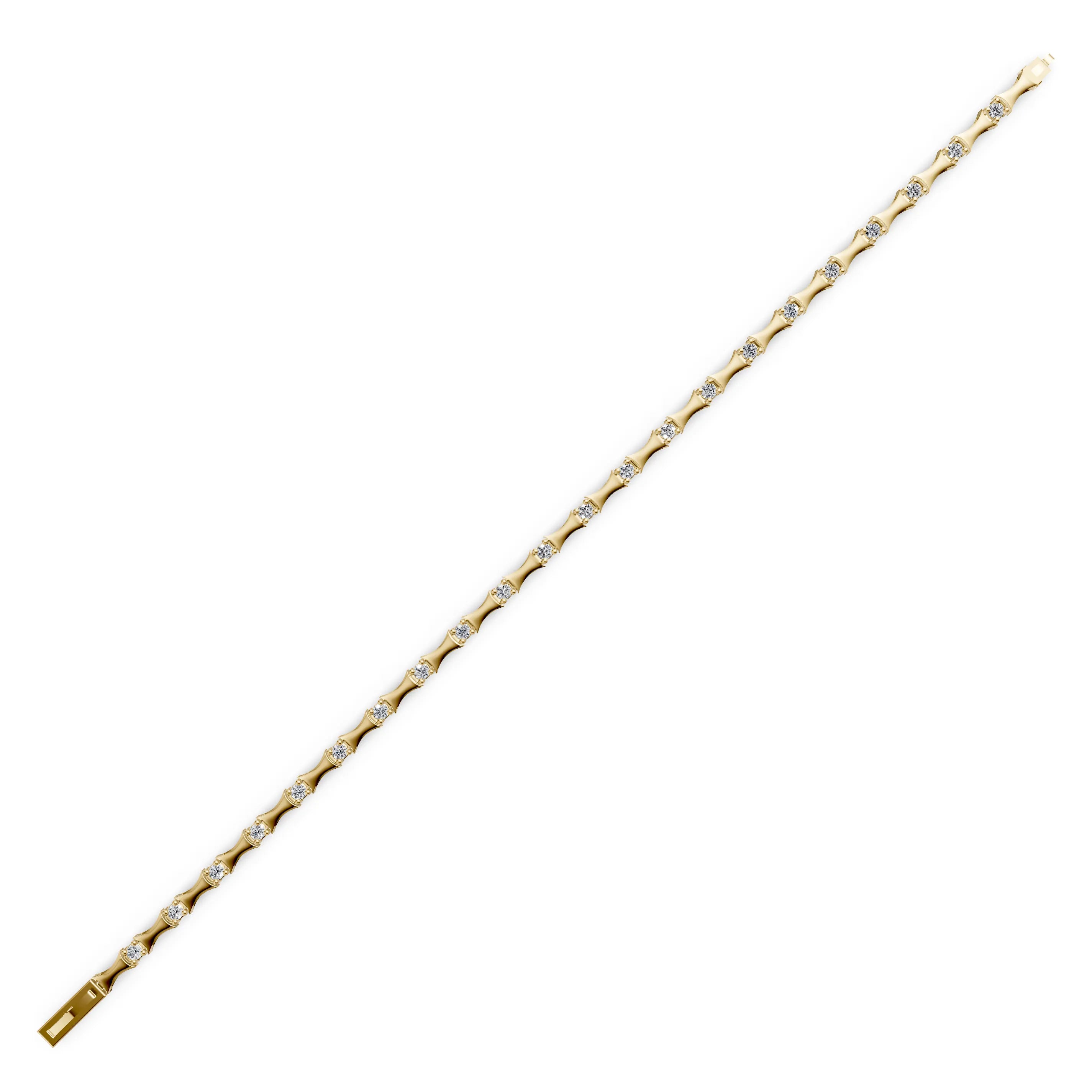 Pargold Solid Gold Luminous Gemstone Link Bracelet -Gold_Diamond_Diamond_Static_Gold