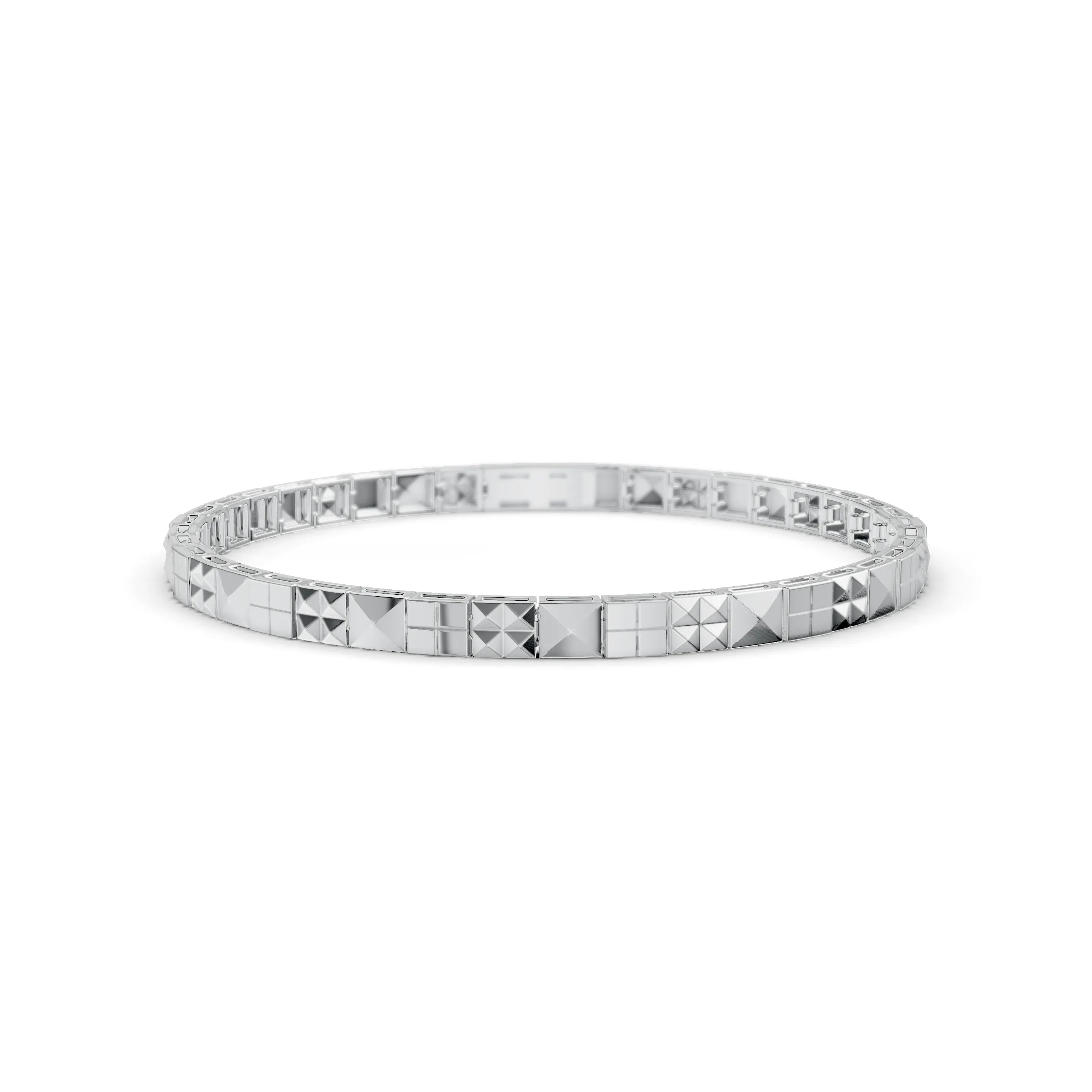 Pargold Solid Gold Facet Array Geometric Bracelet -Silver_Static_Silver