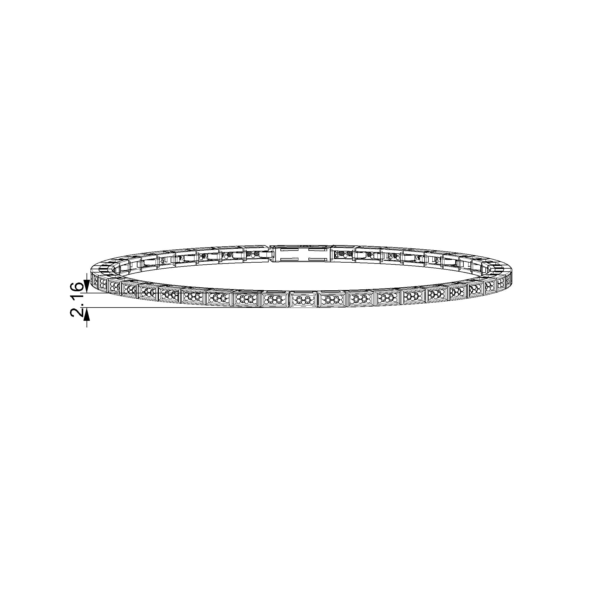Pargold Solid Gold Squared Stone Link Tennis Bracelet-Static