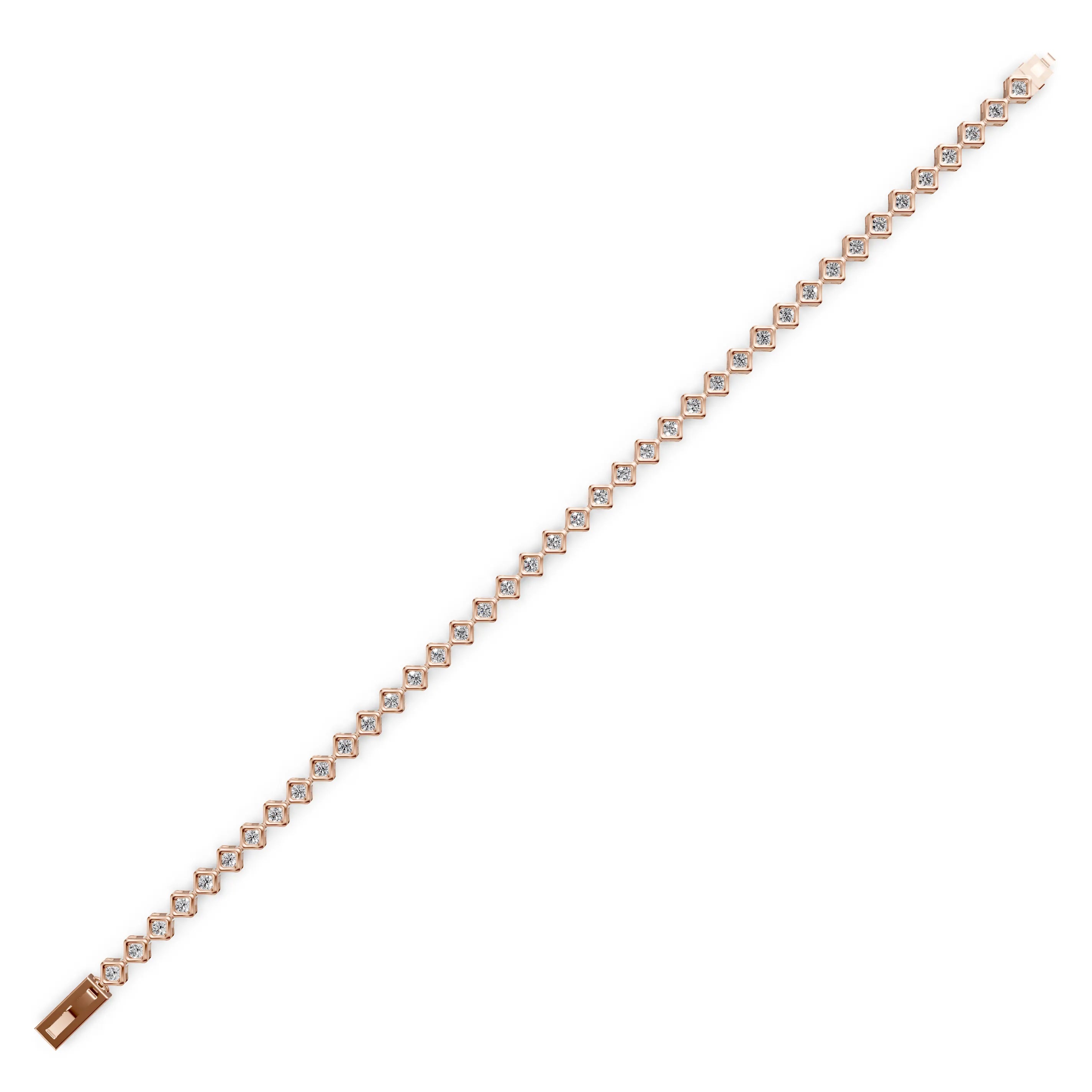 Pargold Solid Gold Luminous Geometric Harmony Bracelet -Rose_Diamond_Diamond_Static_Rose
