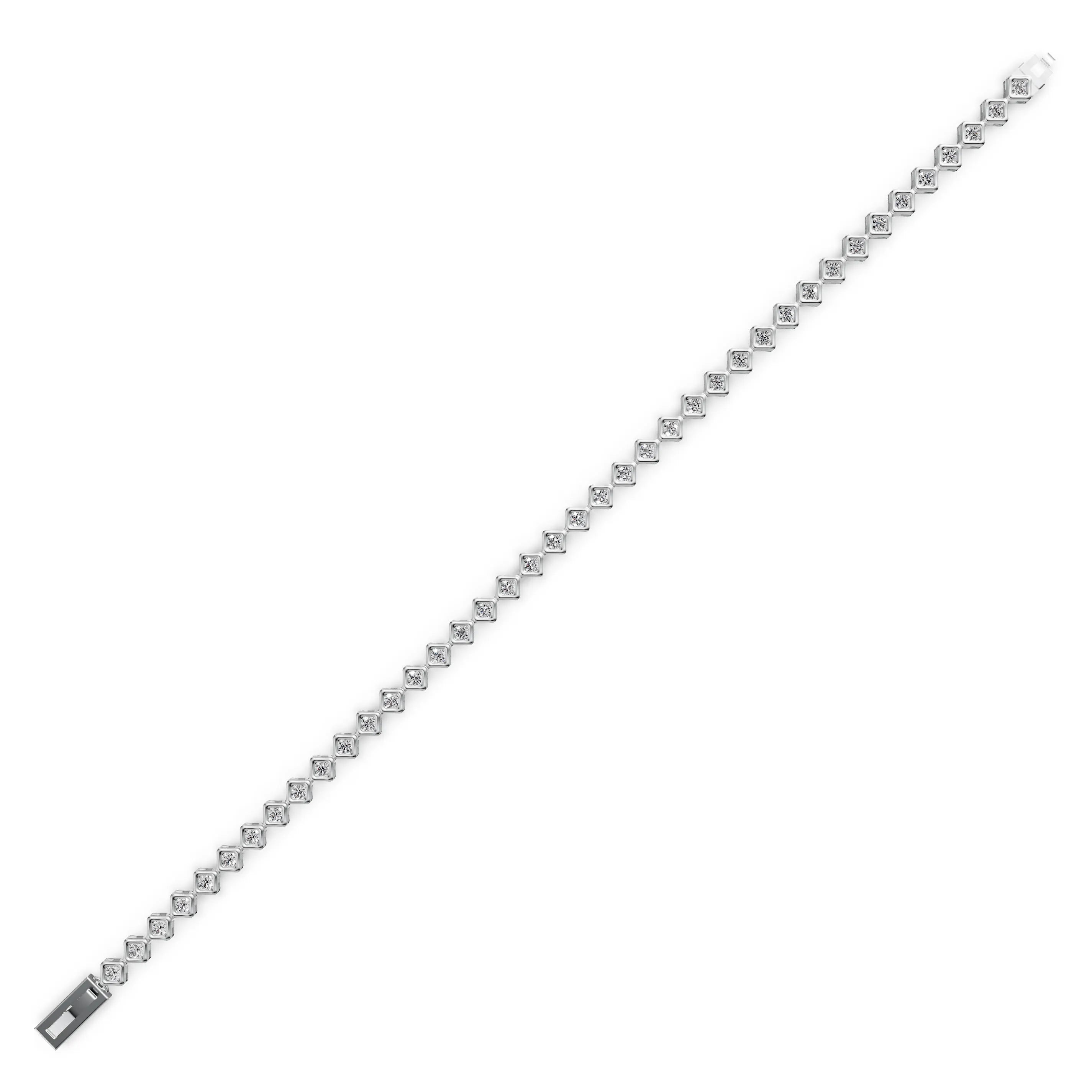 Pargold Solid Gold Luminous Geometric Harmony Bracelet -Silver_Diamond_Diamond_Static_Silver