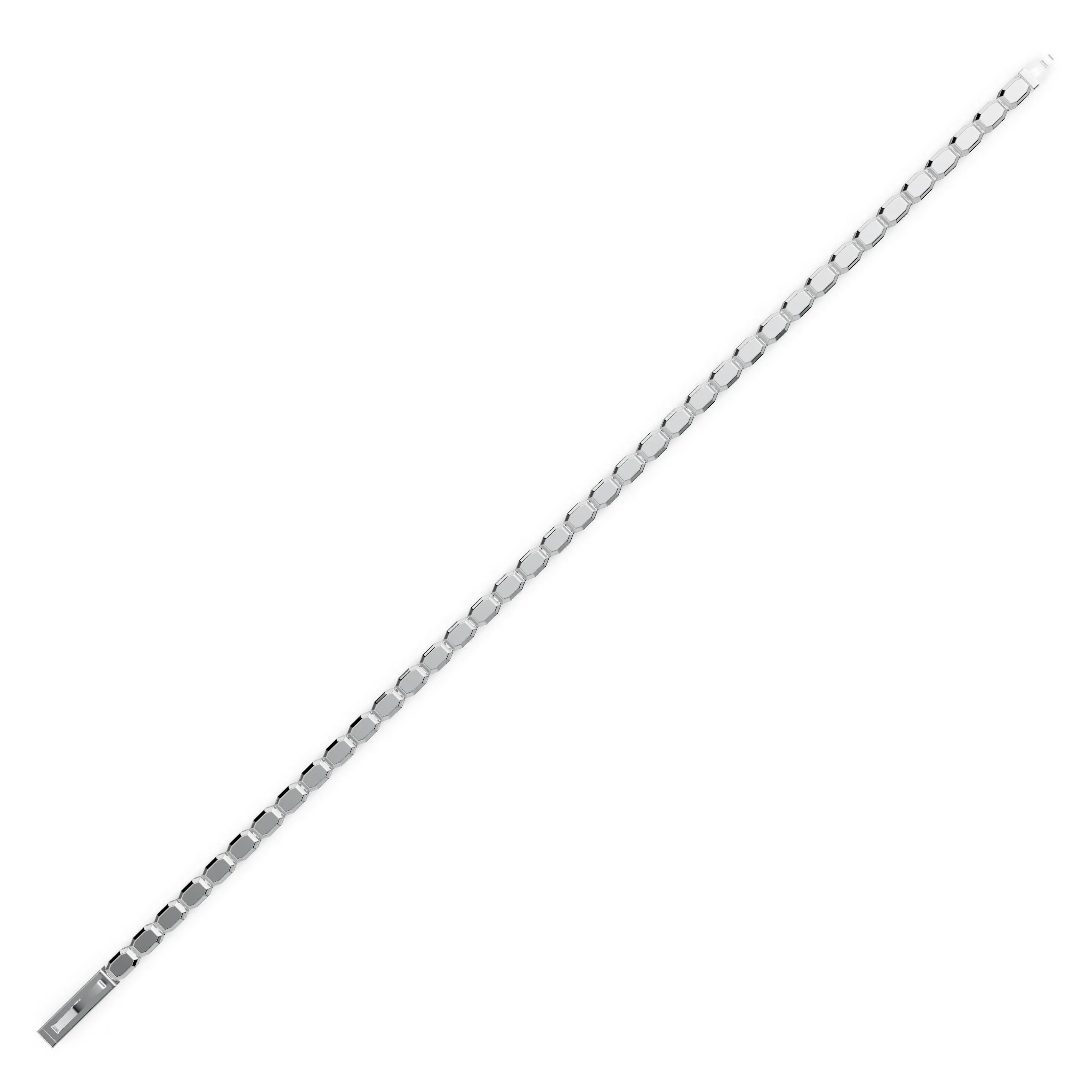 Pargold Solid Gold Elegant Prism Faceted Bracelet -Silver_Static_Silver