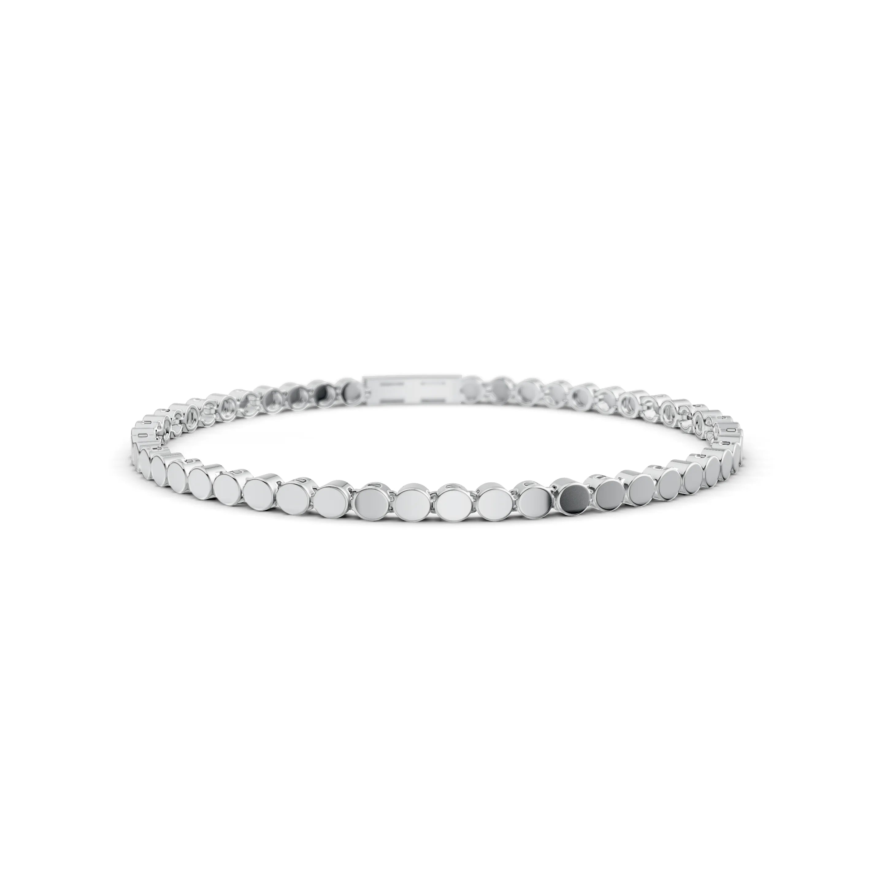 Pargold Solid Gold Classic Golden Disc Bracelet -Silver_Static_Silver