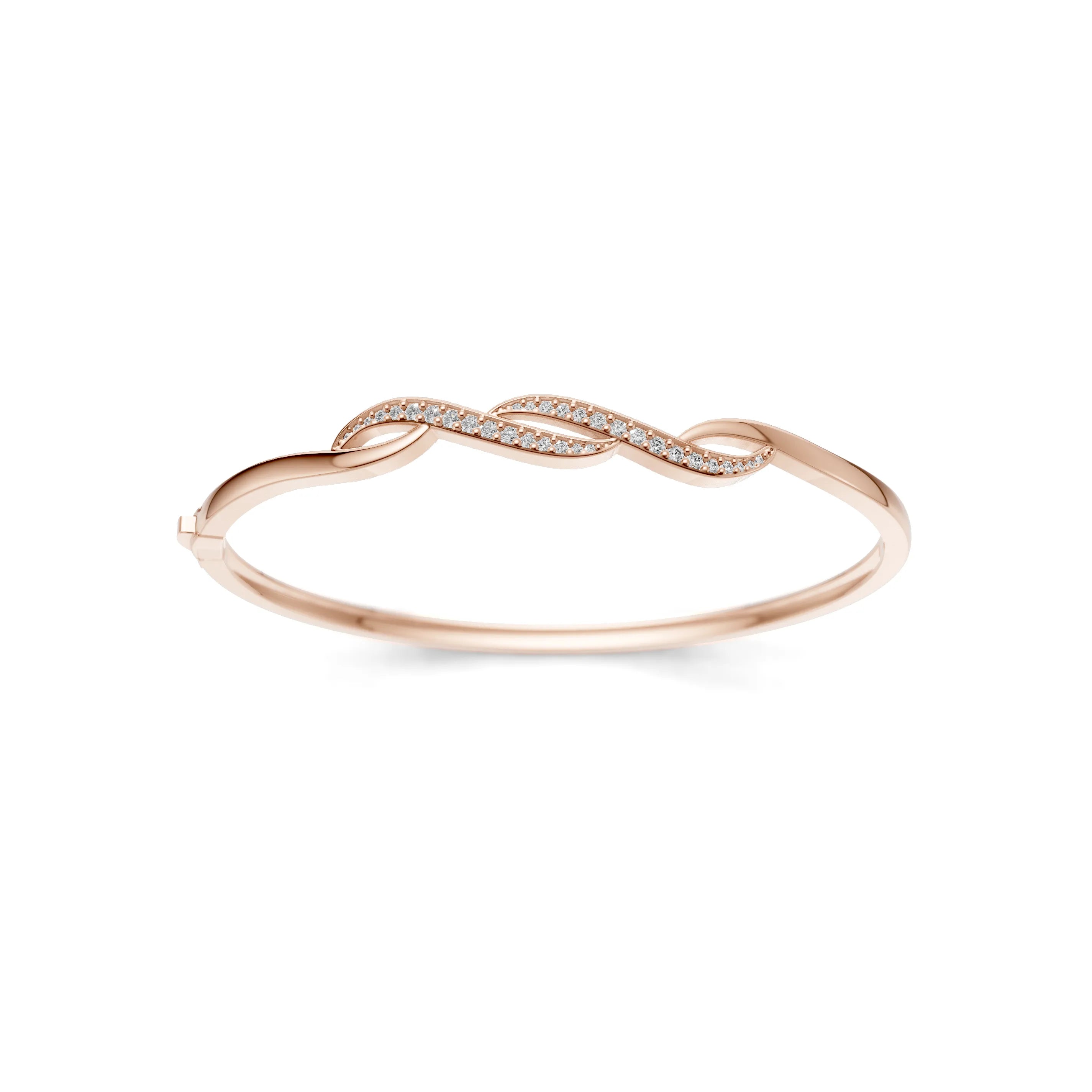 Pargold Solid Gold Golden Twist Sparkle Bangle -Rose_Diamond_Diamond_Static_Rose