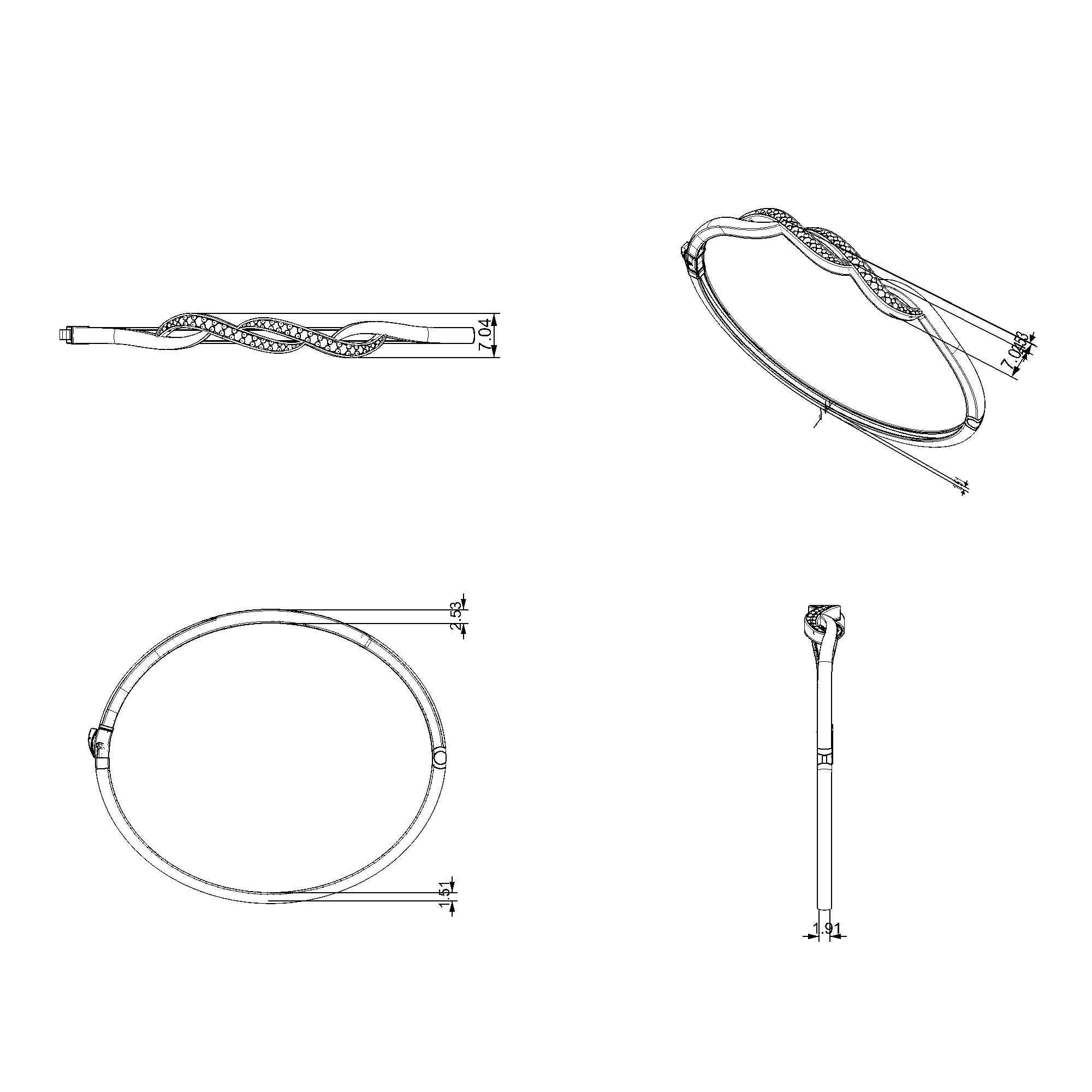 Pargold Solid Gold Golden Twist Sparkle Bangle-Static