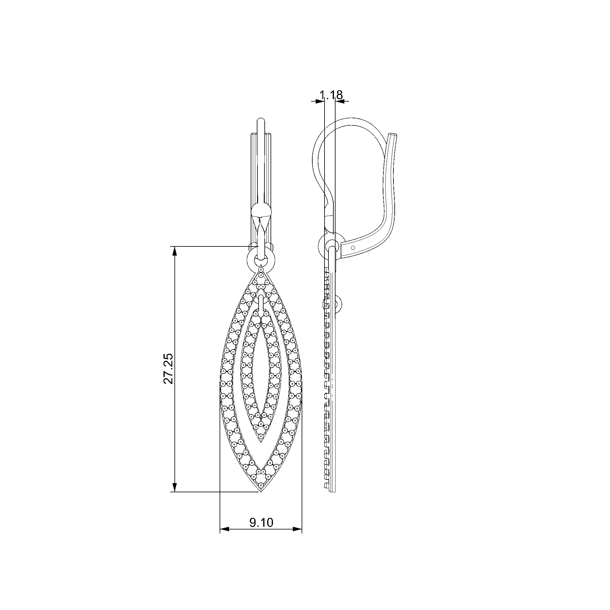 Pargold Solid Gold Luxe Silhouette Marquise Drop Earrings-Static
