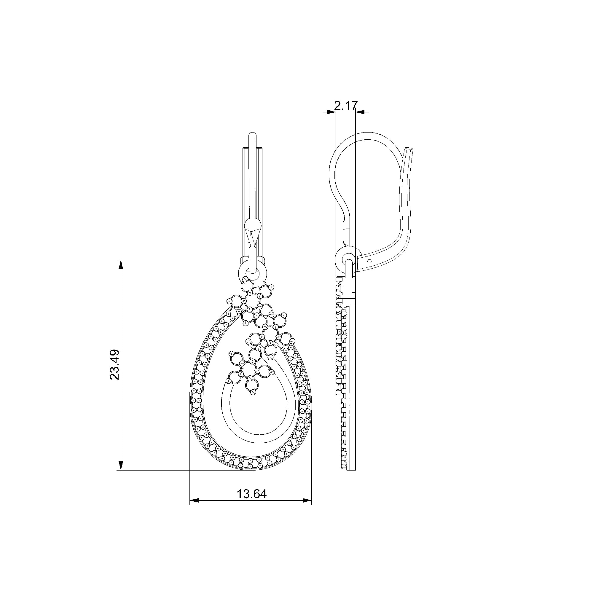 Pargold Solid Gold Teardrop Blossom Gemstone Earrings-Static