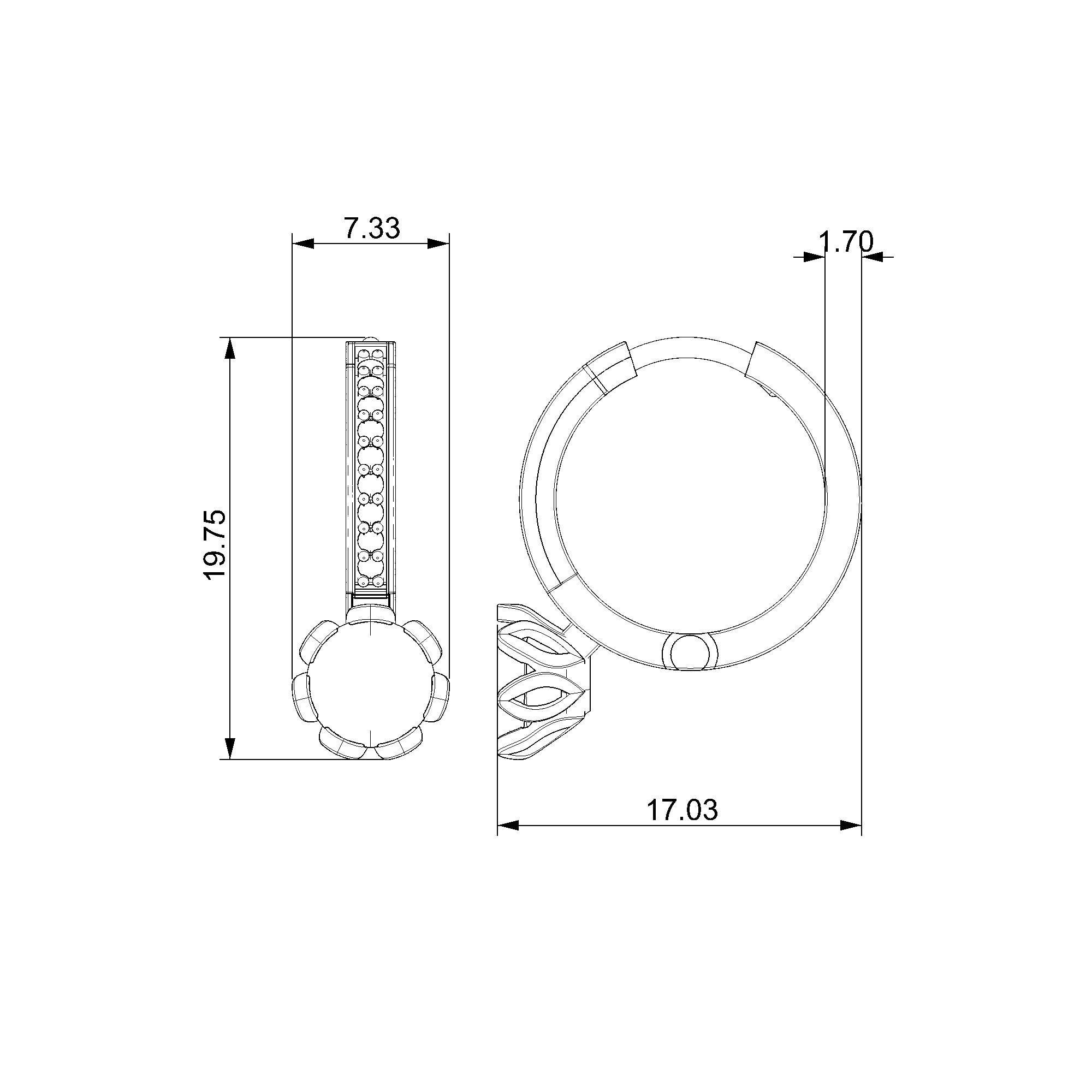 Pargold Solid Gold Radiant Halo Solitaire Drop Huggie Earrings-Static