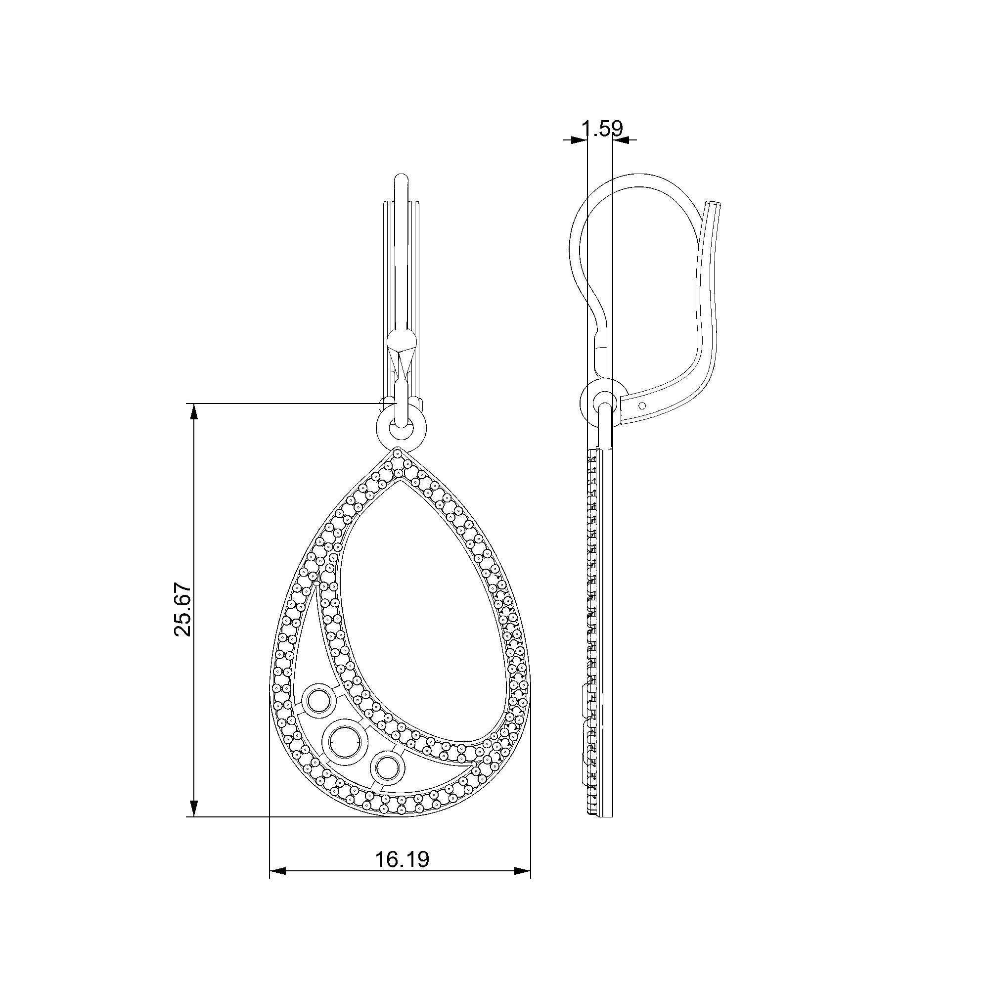 Pargold Solid Gold Radiant Teardrop Leverback Earrings-Static