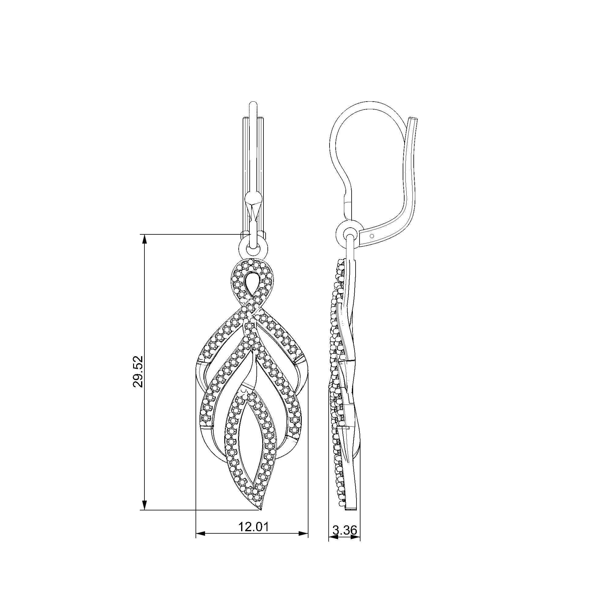 Pargold Solid Gold Swirl Pavé Drop Earrings-Static