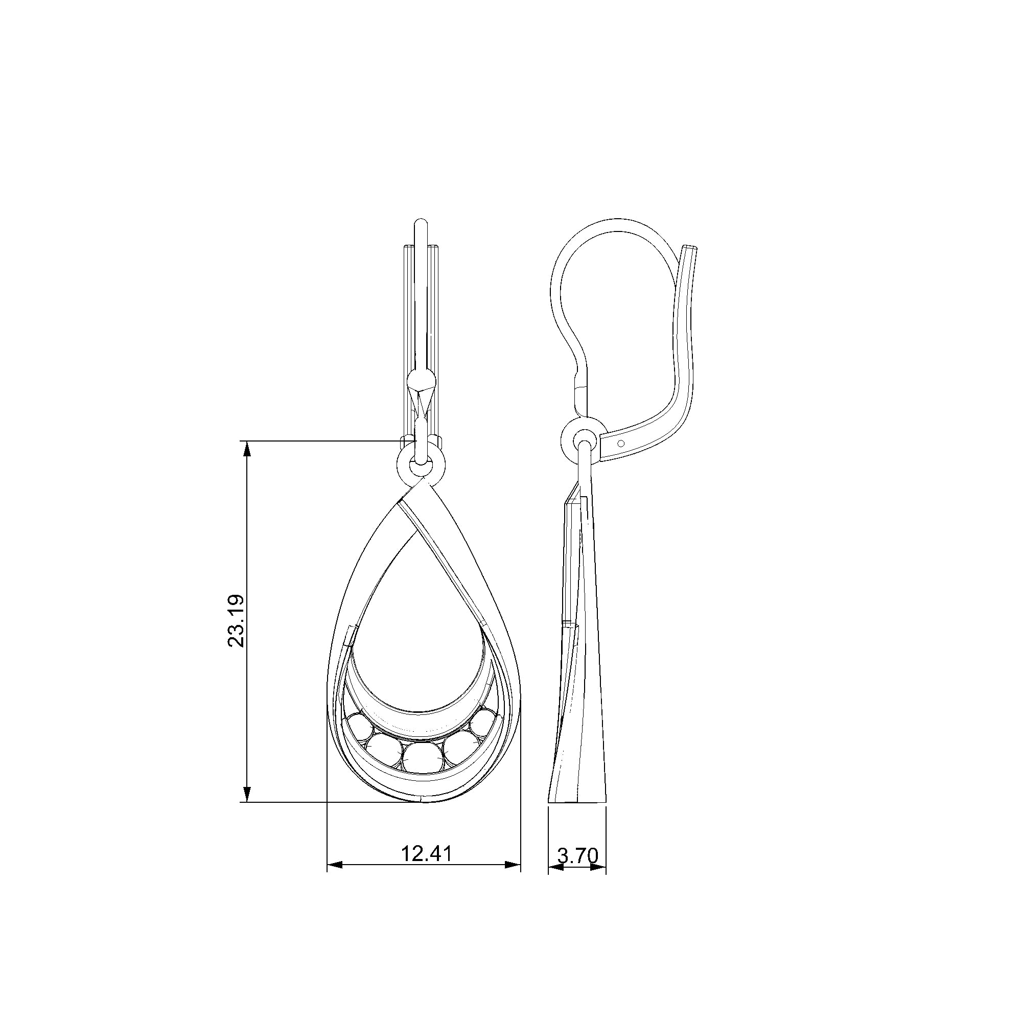 Pargold Solid Gold Teardrop Crescent Drop Earrings-Static