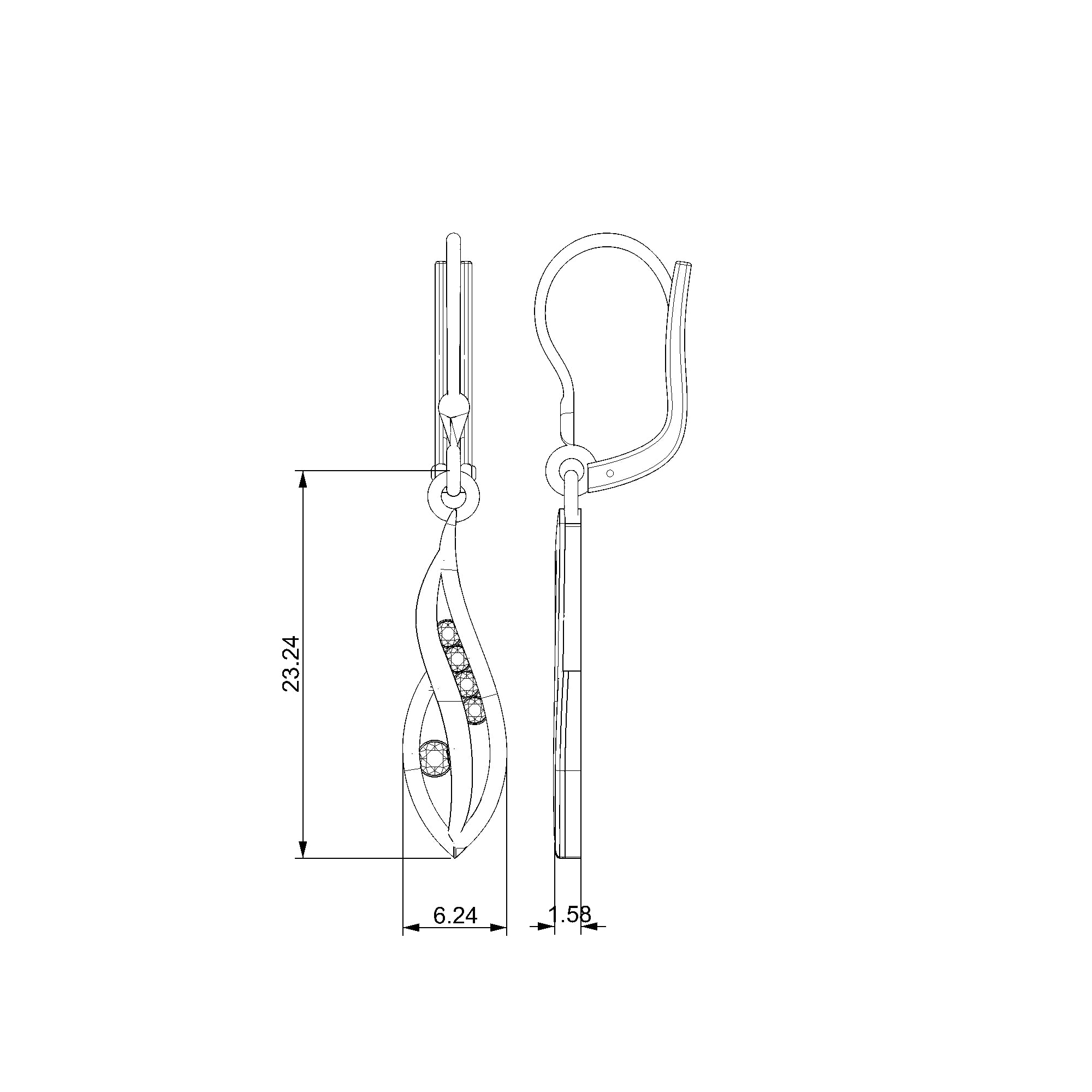 Pargold Solid Gold Glimmering Flame Swirl Drop Earrings-Static