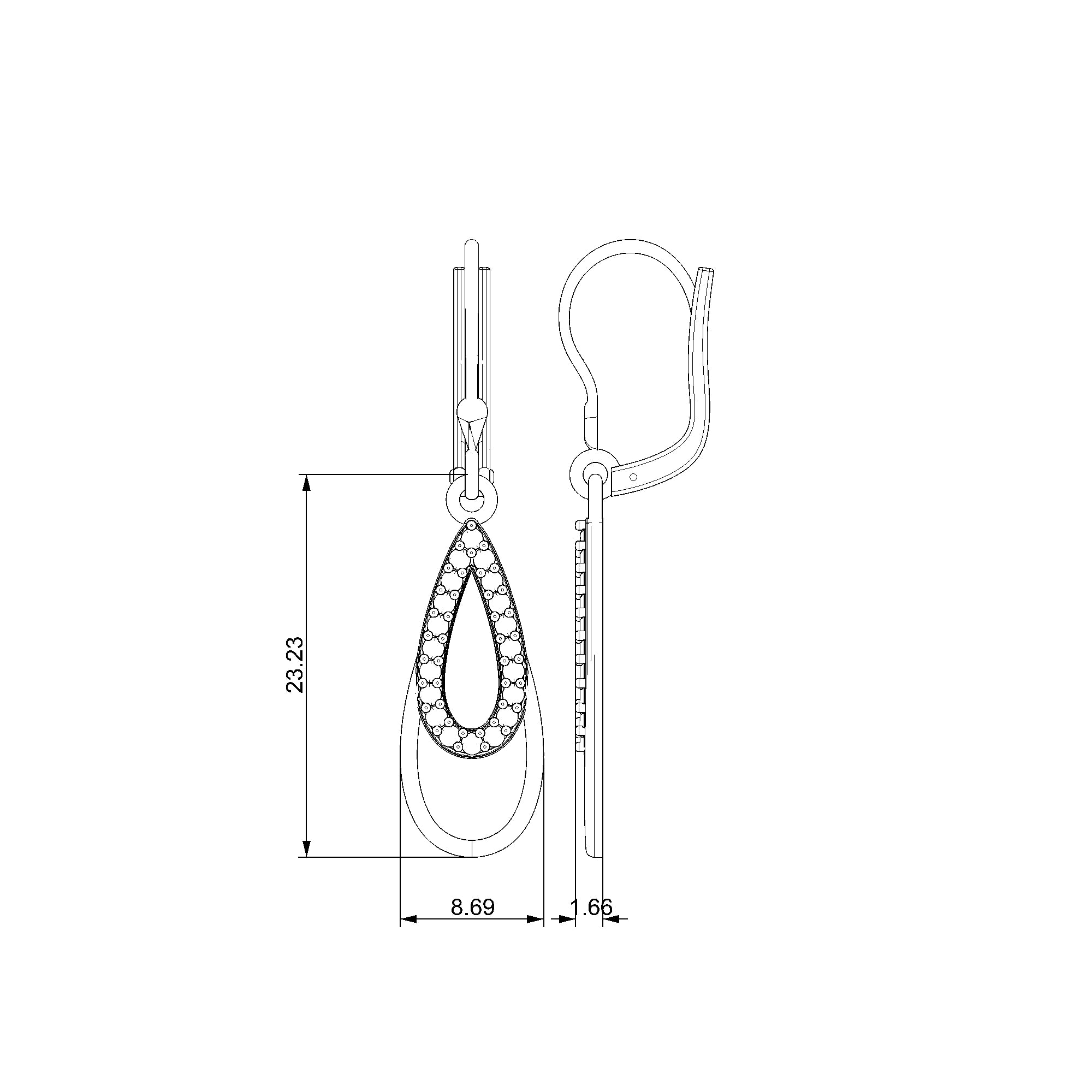 Pargold Solid Gold Teardrop Silhouette Pavé Earrings-Static