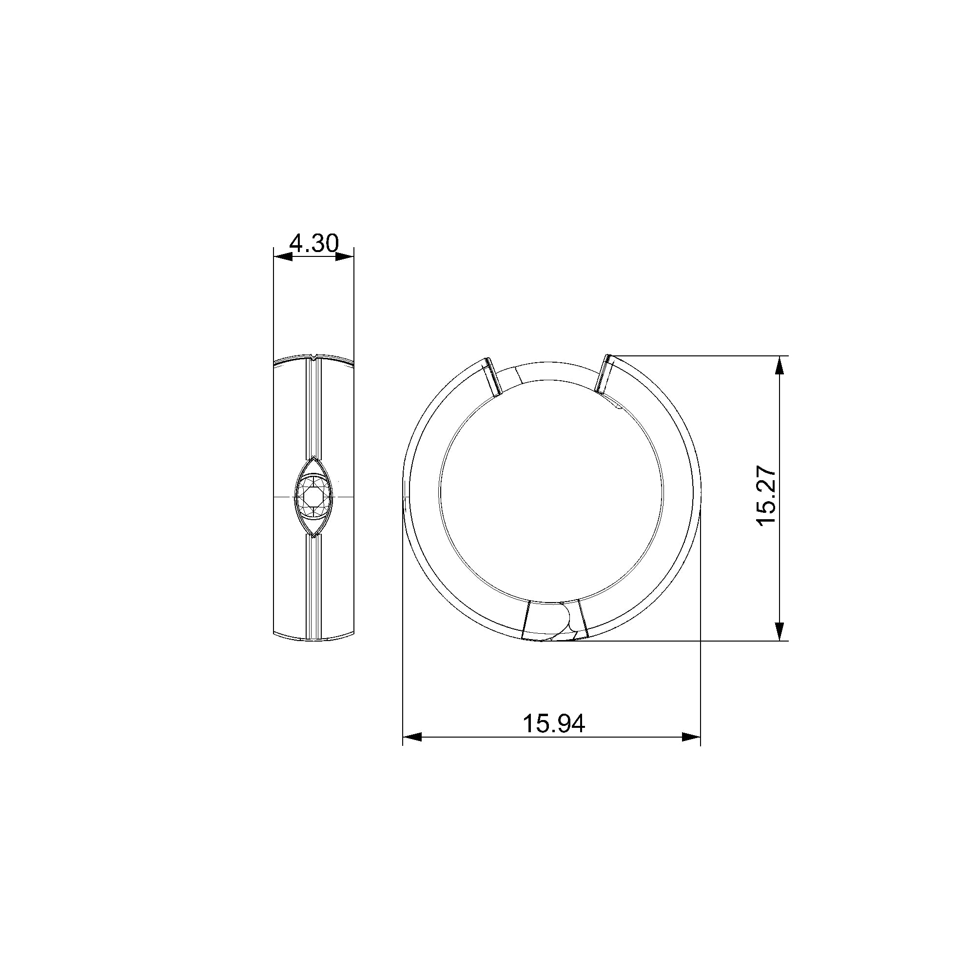 Pargold Solid Gold Solitaire Harmony Hoop Earrings-Static