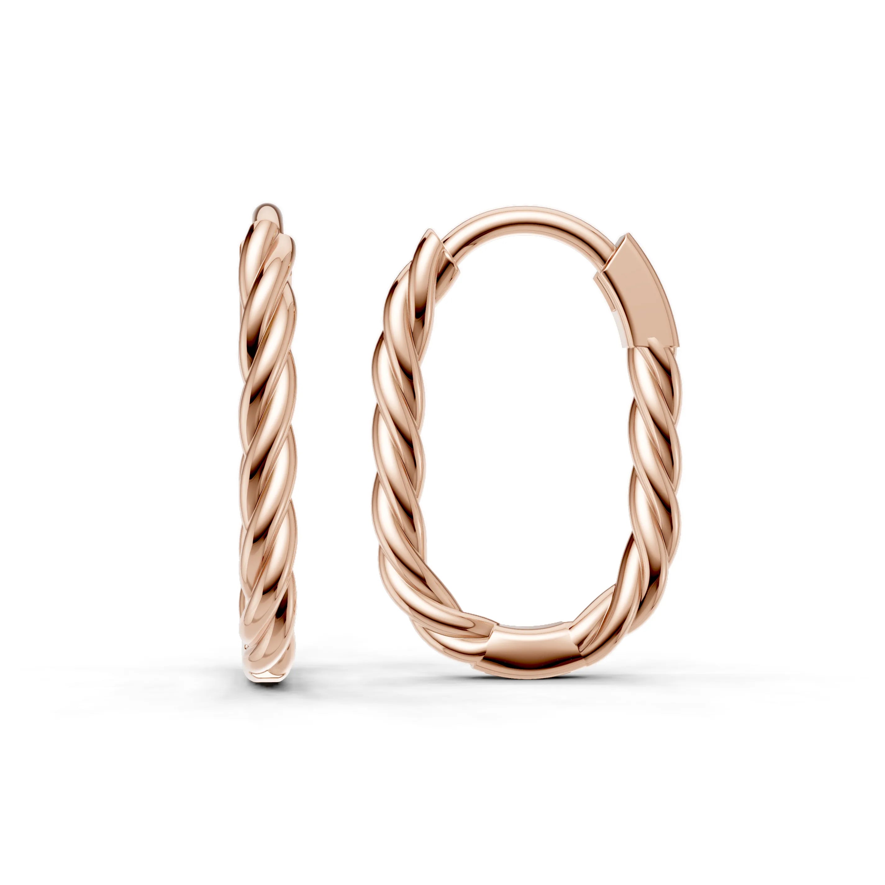 Pargold Solid Gold Twisted Gold Hoops -Rose_Static_Rose