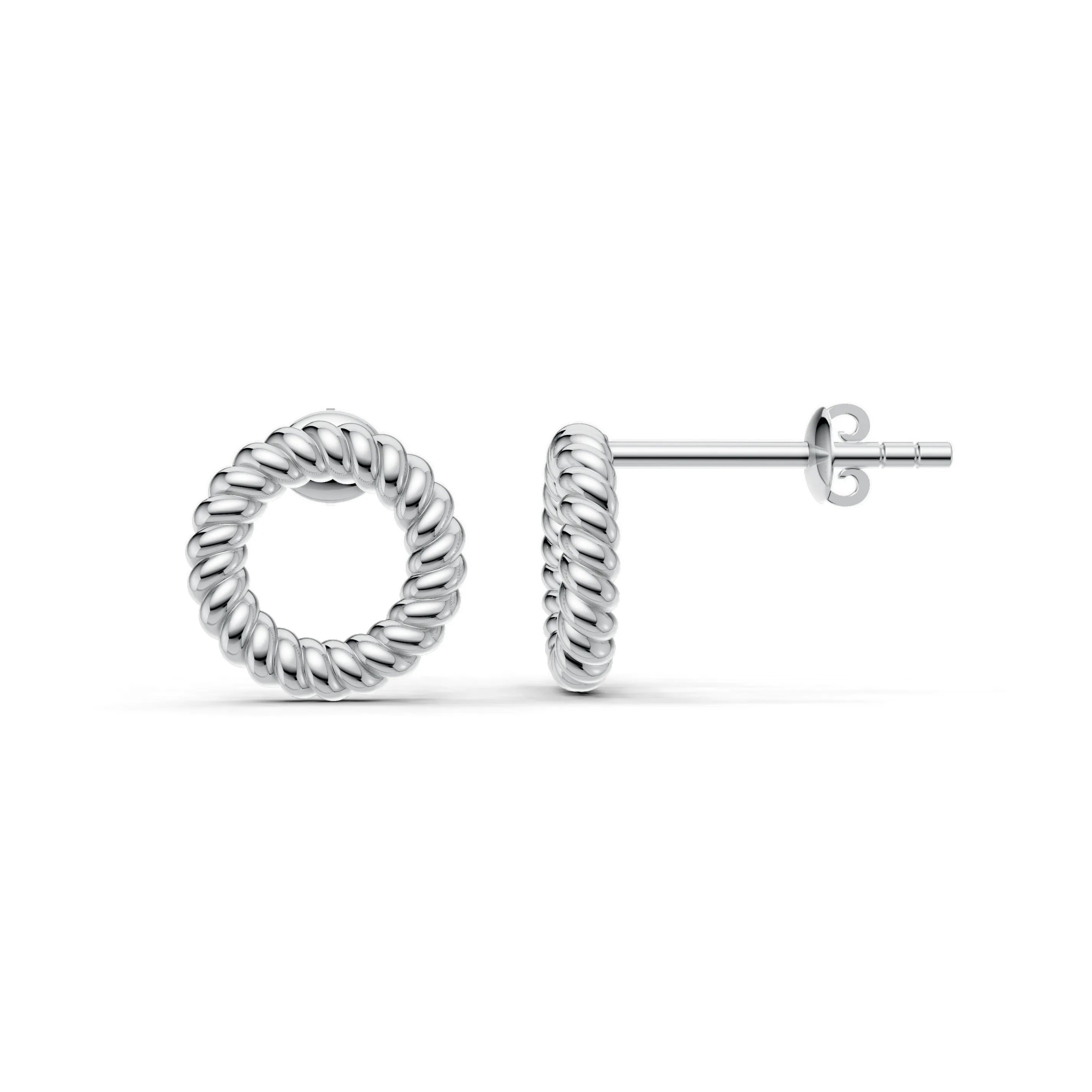 Pargold Solid Gold Luxurious Twisted Rope Hoops -Silver_Static_Silver
