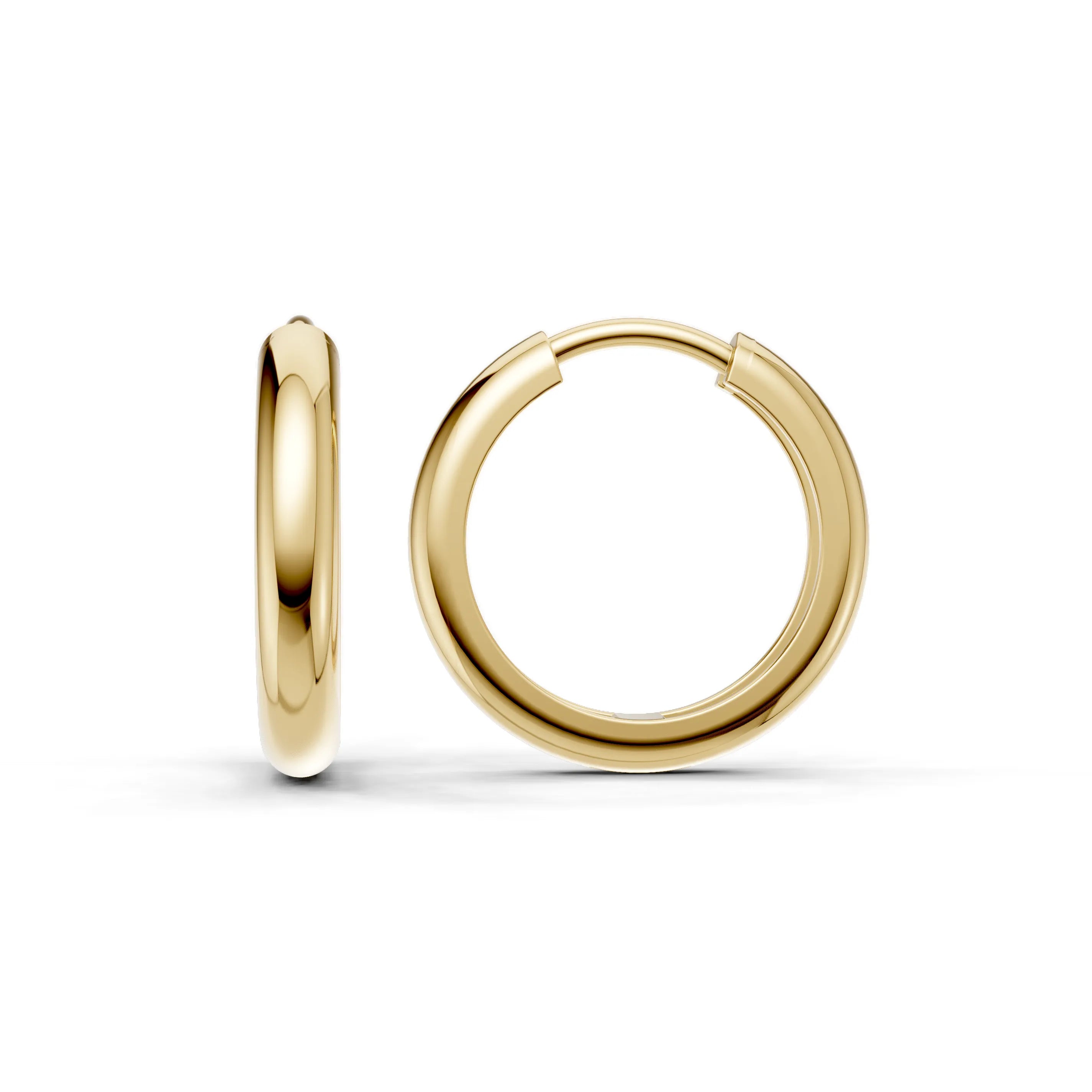 Pargold Solid Gold Classic Gold Hoop Earrings - Thin - Large Size -Gold_Static_Gold