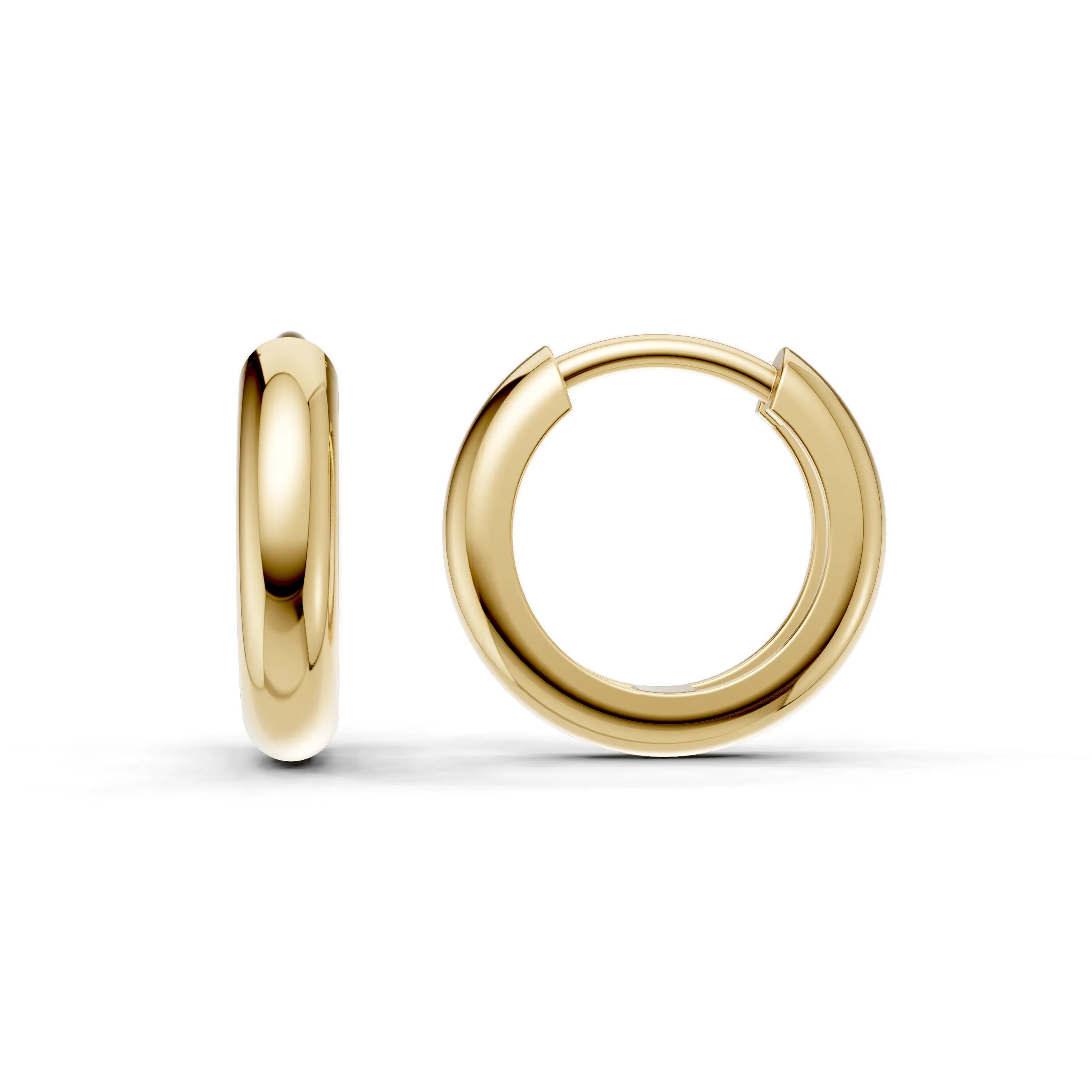 Pargold Solid Gold Classic Gold Hoop Earrings - Thin - Small Size -Gold_Static_Gold