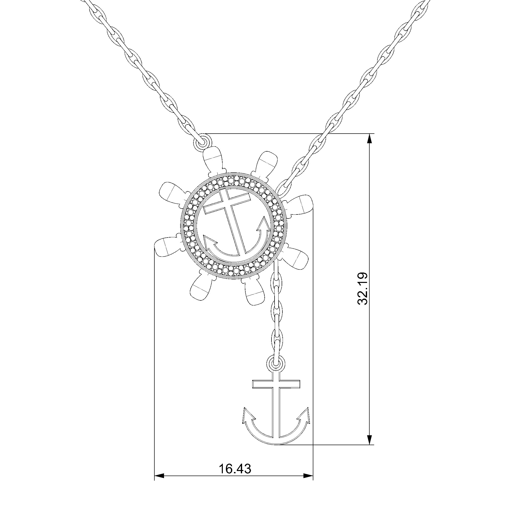 Pargold Solid Gold Glistening Nautical Charm Necklace-Static