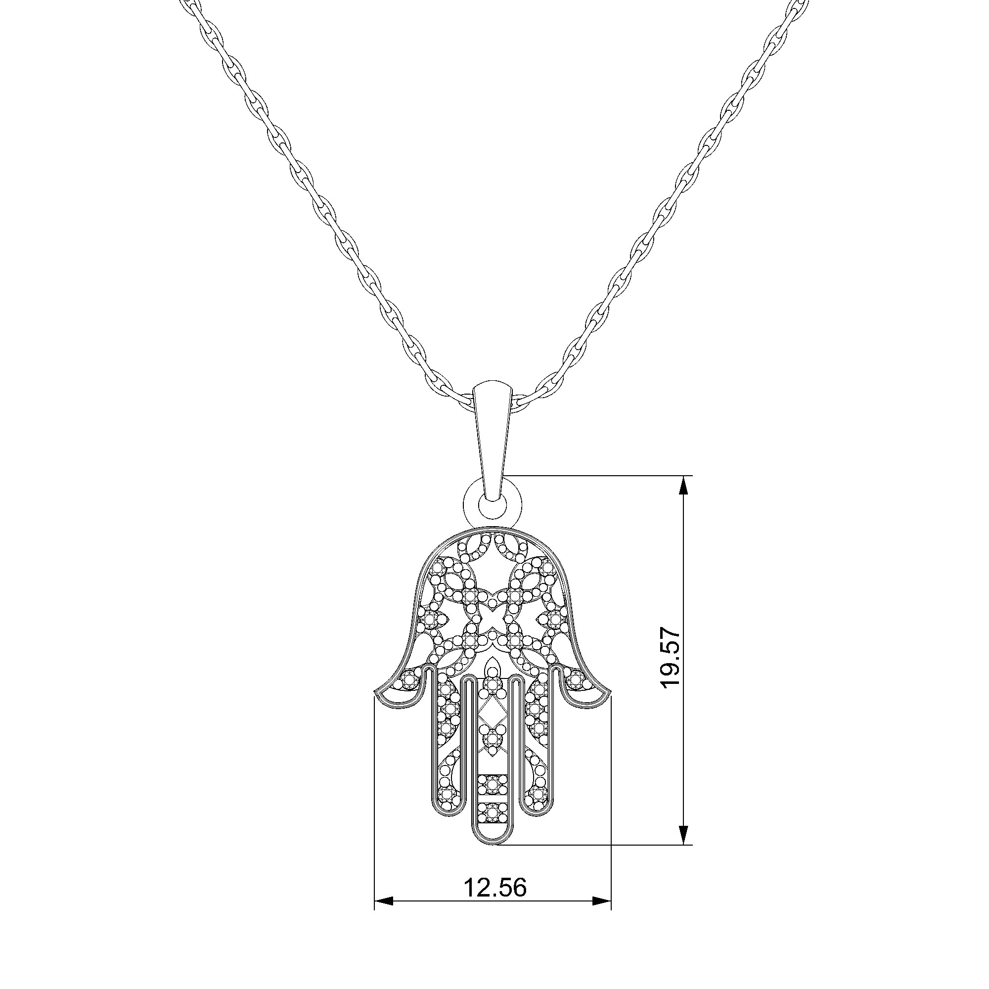 Pargold Solid Gold Illuminating Hamsa Radiant Gemstone Pendant-Static