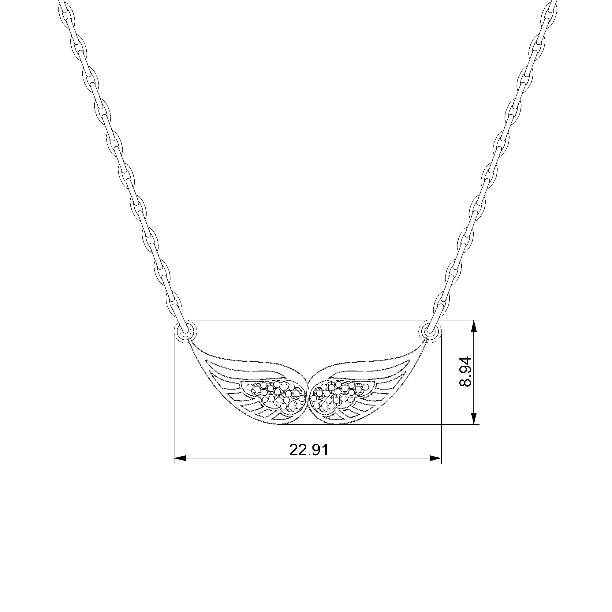 Pargold Solid Gold Soaring Elegance: Radiant Winged Necklace-Static