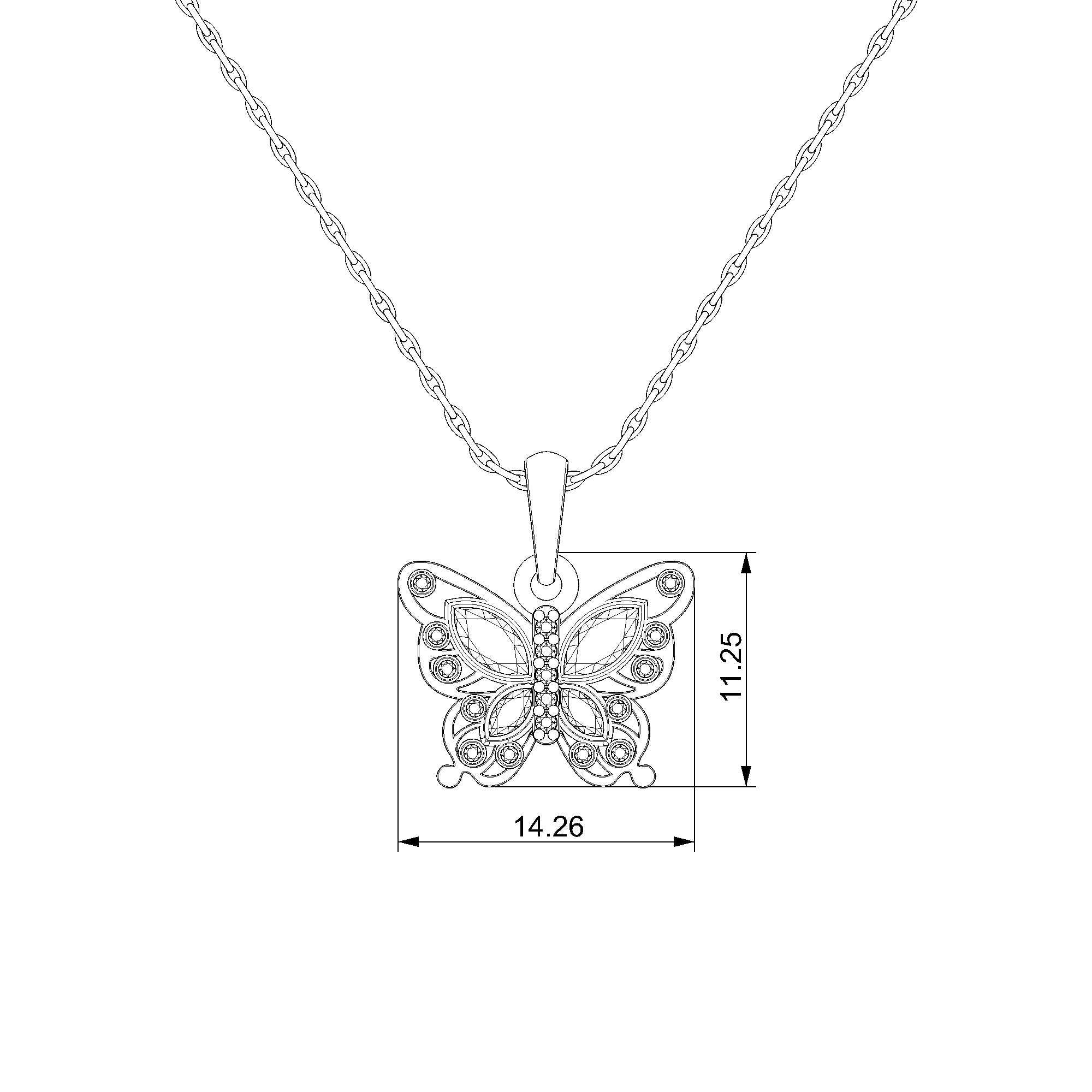 Pargold Solid Gold Enchanting Butterfly Radiant Gemstone Pendant-Static