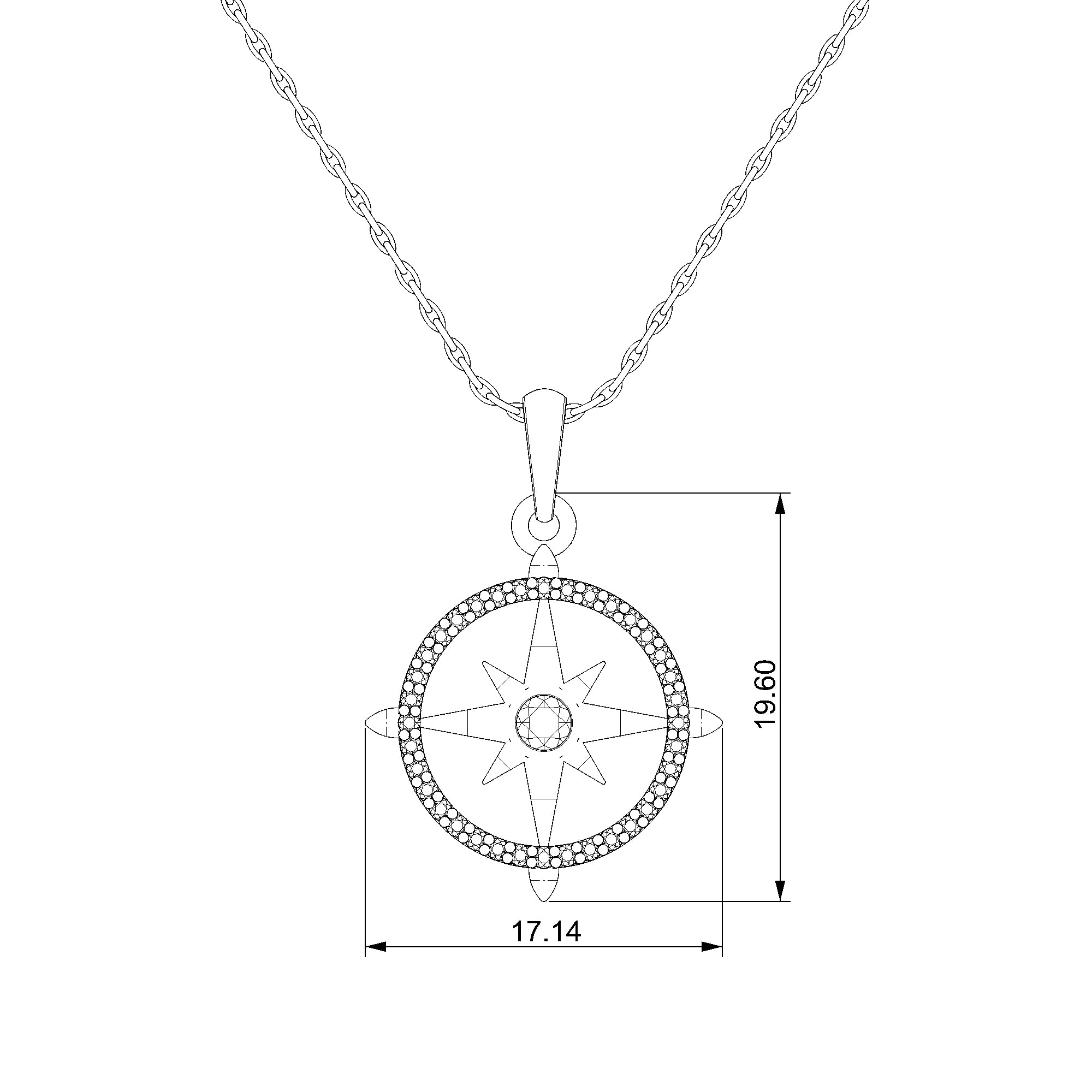 Pargold Solid Gold Navigating Radiance: The Stellar Compass Pendant-Static
