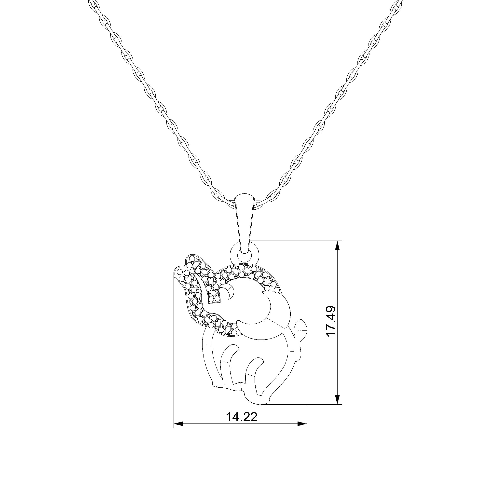 Pargold Solid Gold Whimsical Radiance Elephant Pendant-Static