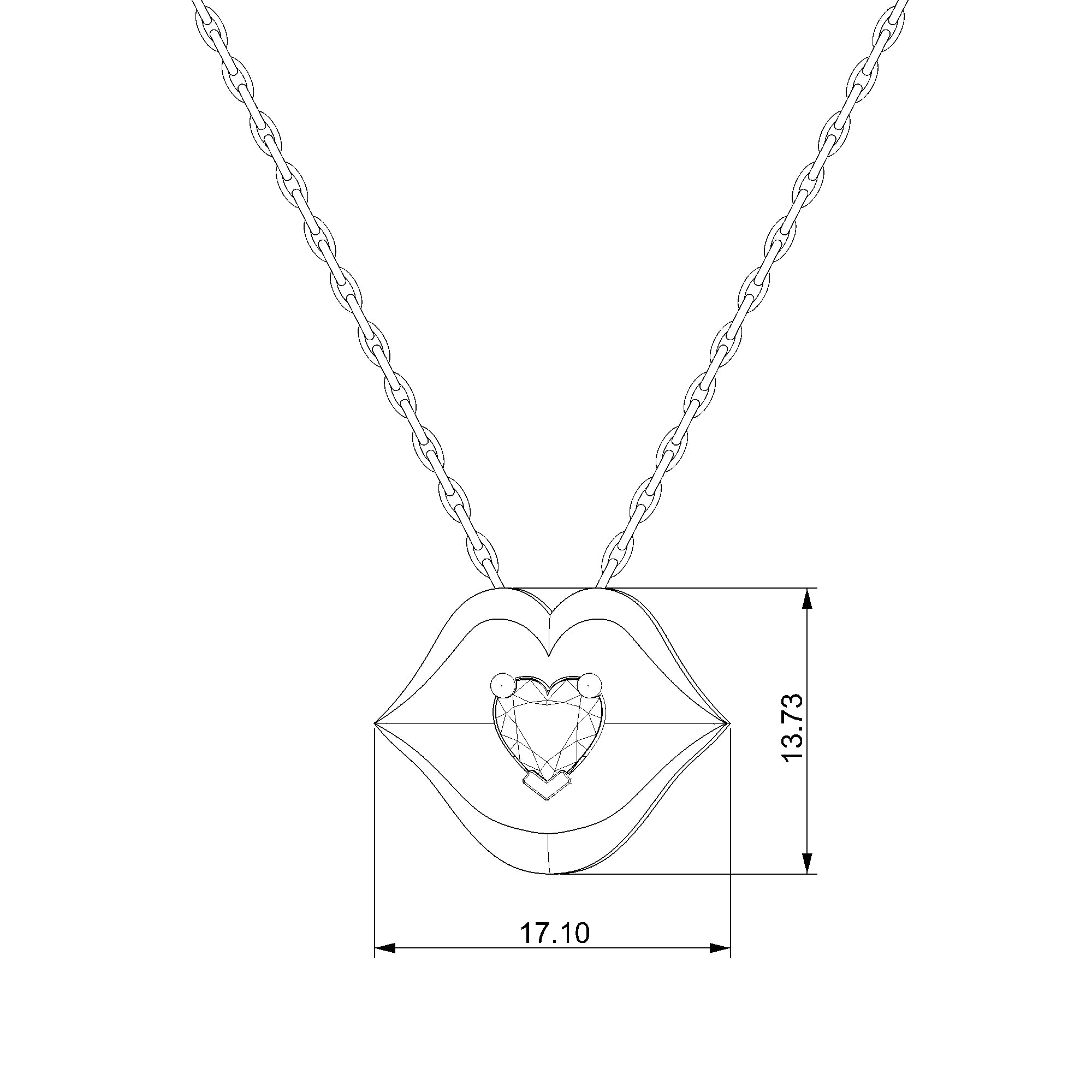 Pargold Solid Gold Whimsical Heart-Lipped Pendant Necklace-Static