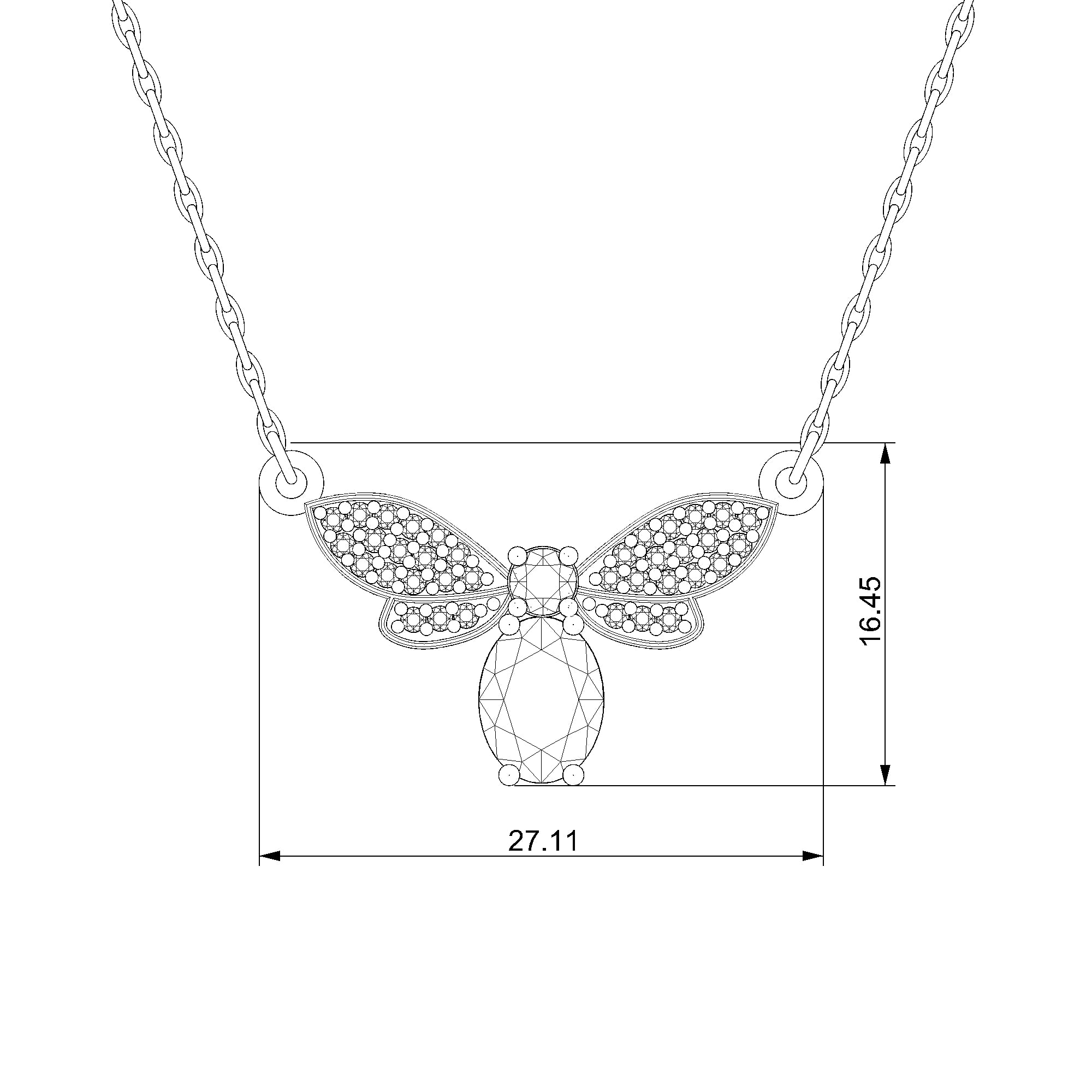 Pargold Solid Gold Enchanting Radiant Gemstone Butterfly Necklace-Static