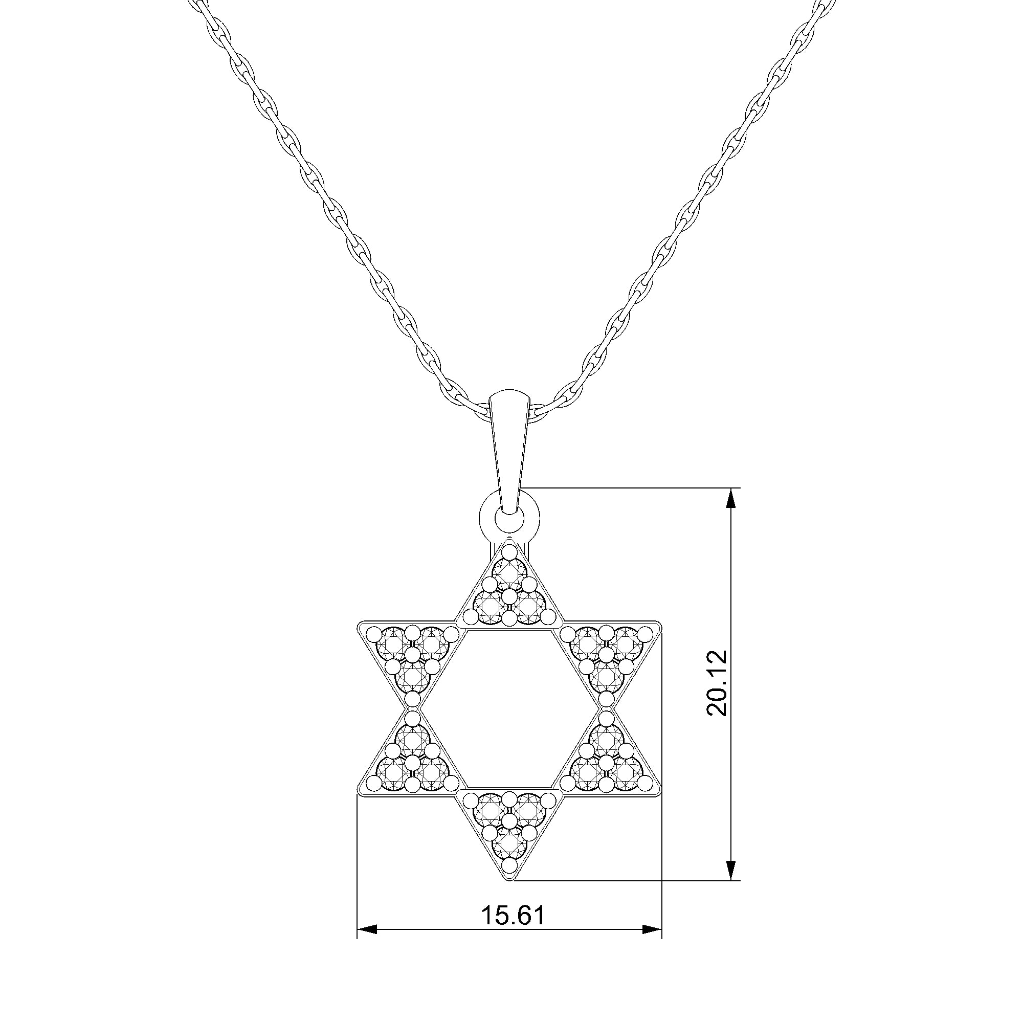 Pargold Solid Gold Luminous Star of David Pendant-Static