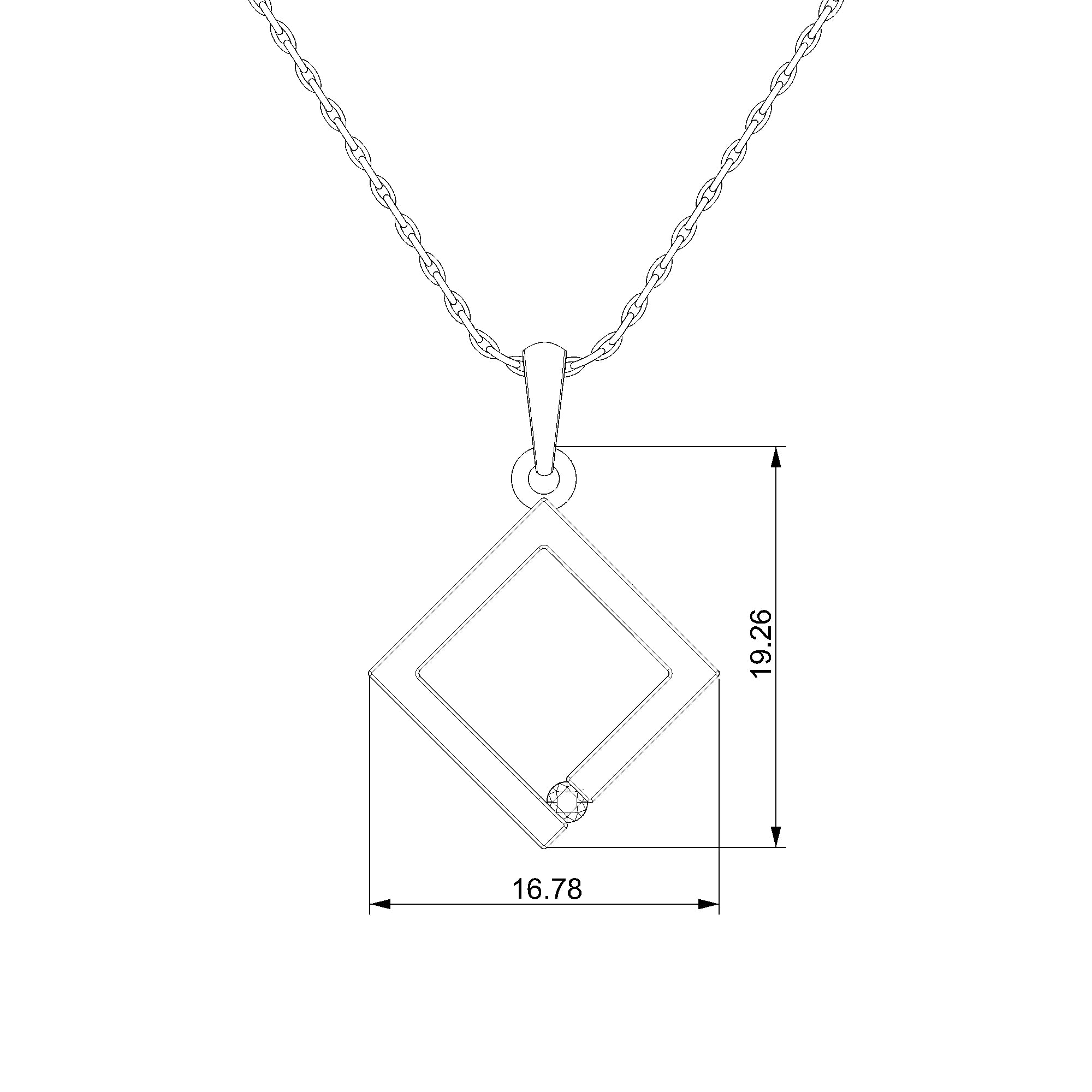 Pargold Solid Gold Elegant Radiant Gemstone Square Pendant-Static