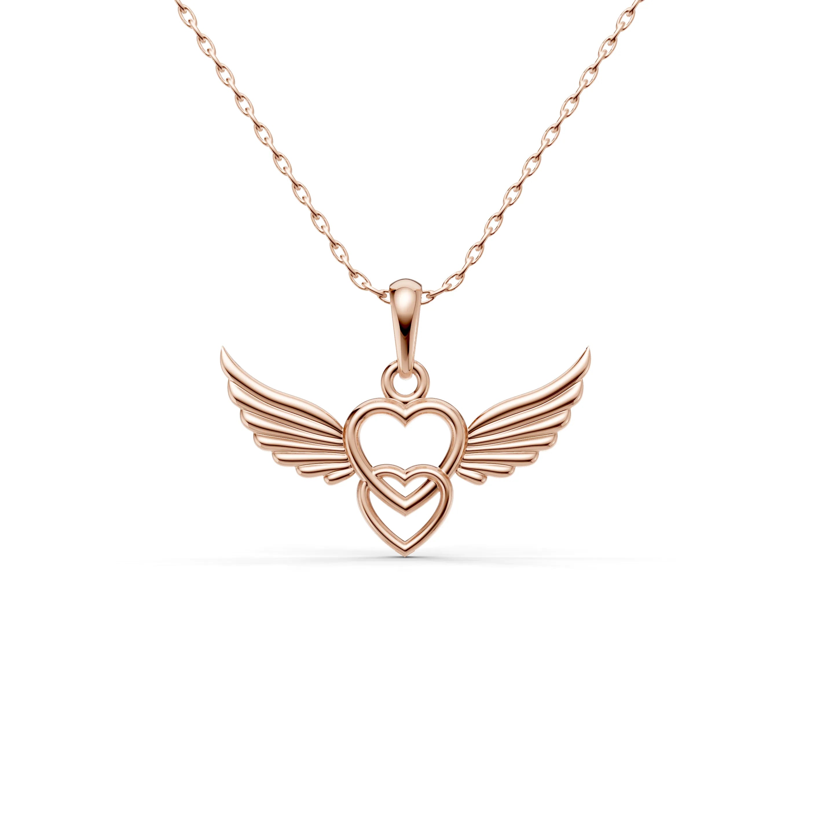 Pargold Solid Gold Elegant Wings of Love Pendant -Rose_Static_Rose