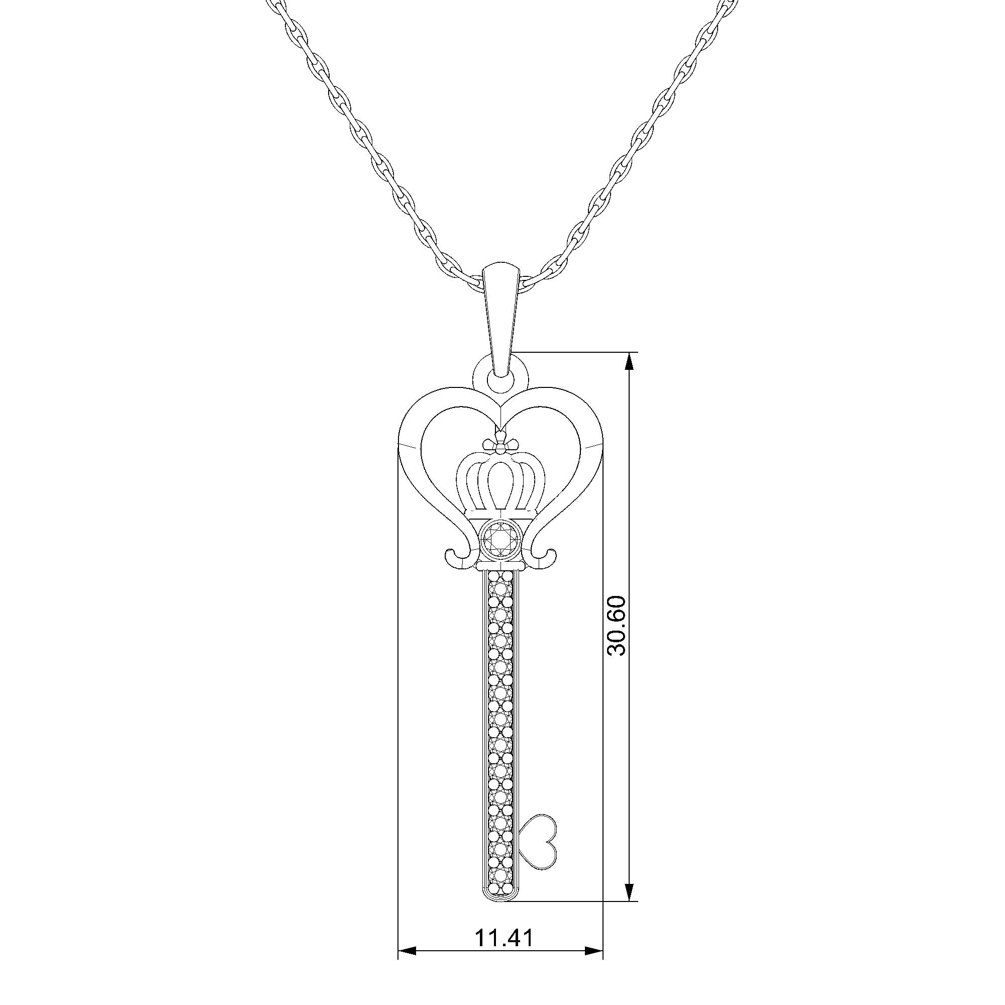 Pargold Solid Gold Majestic Heart Key Pendant-Static