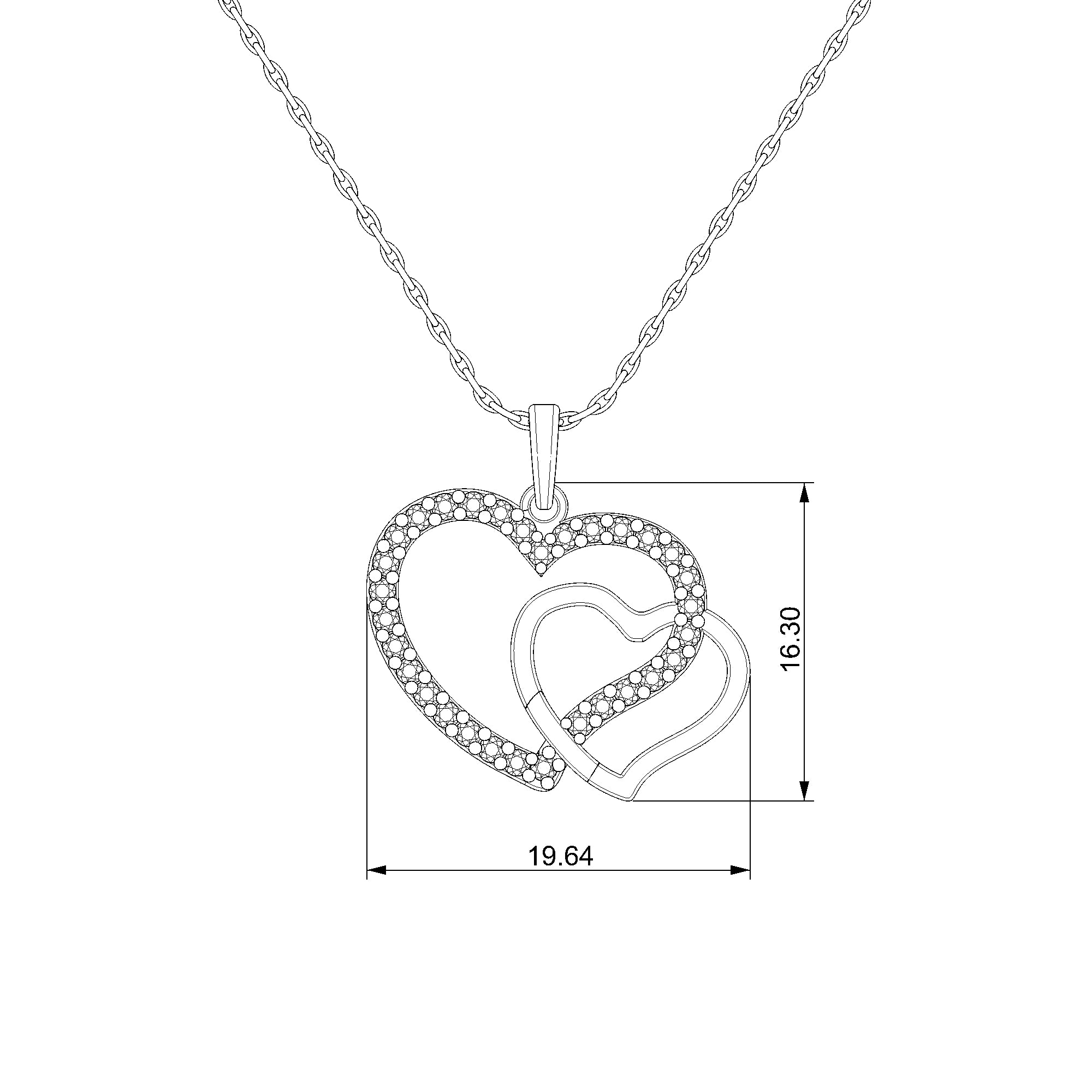 Pargold Solid Gold Entwined Radiance Dual Heart Pendant-Static