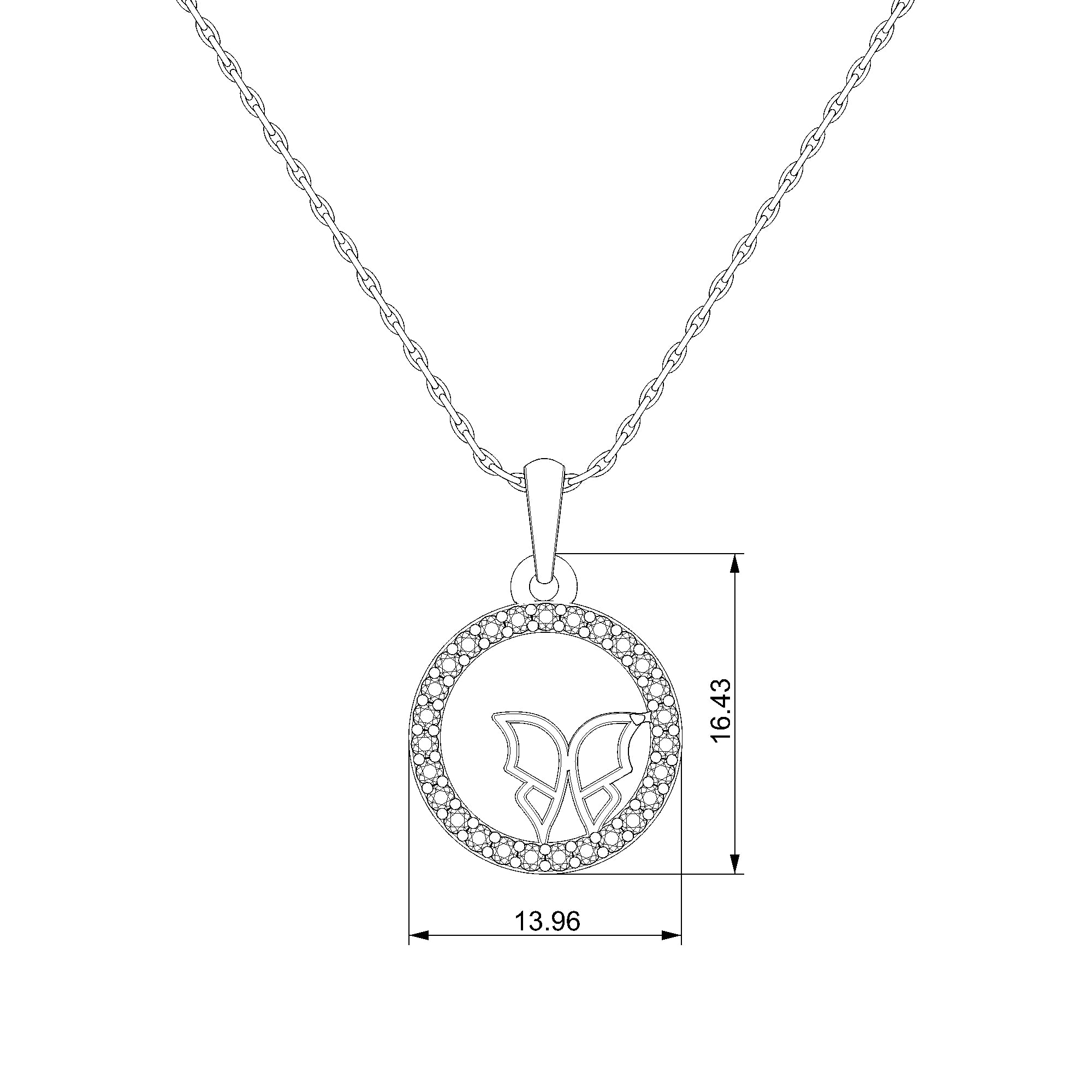 Pargold Solid Gold Encircled Butterfly Spark Pendant-Static
