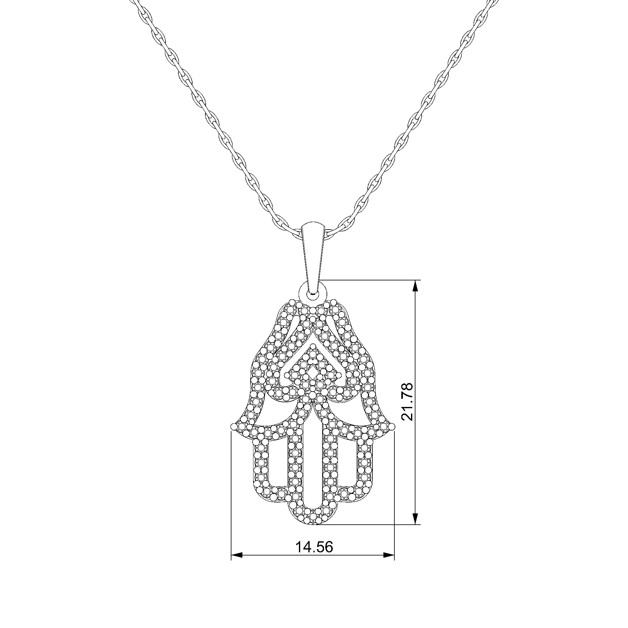 Pargold Solid Gold Protector Hamsa Hand Pendant-Static
