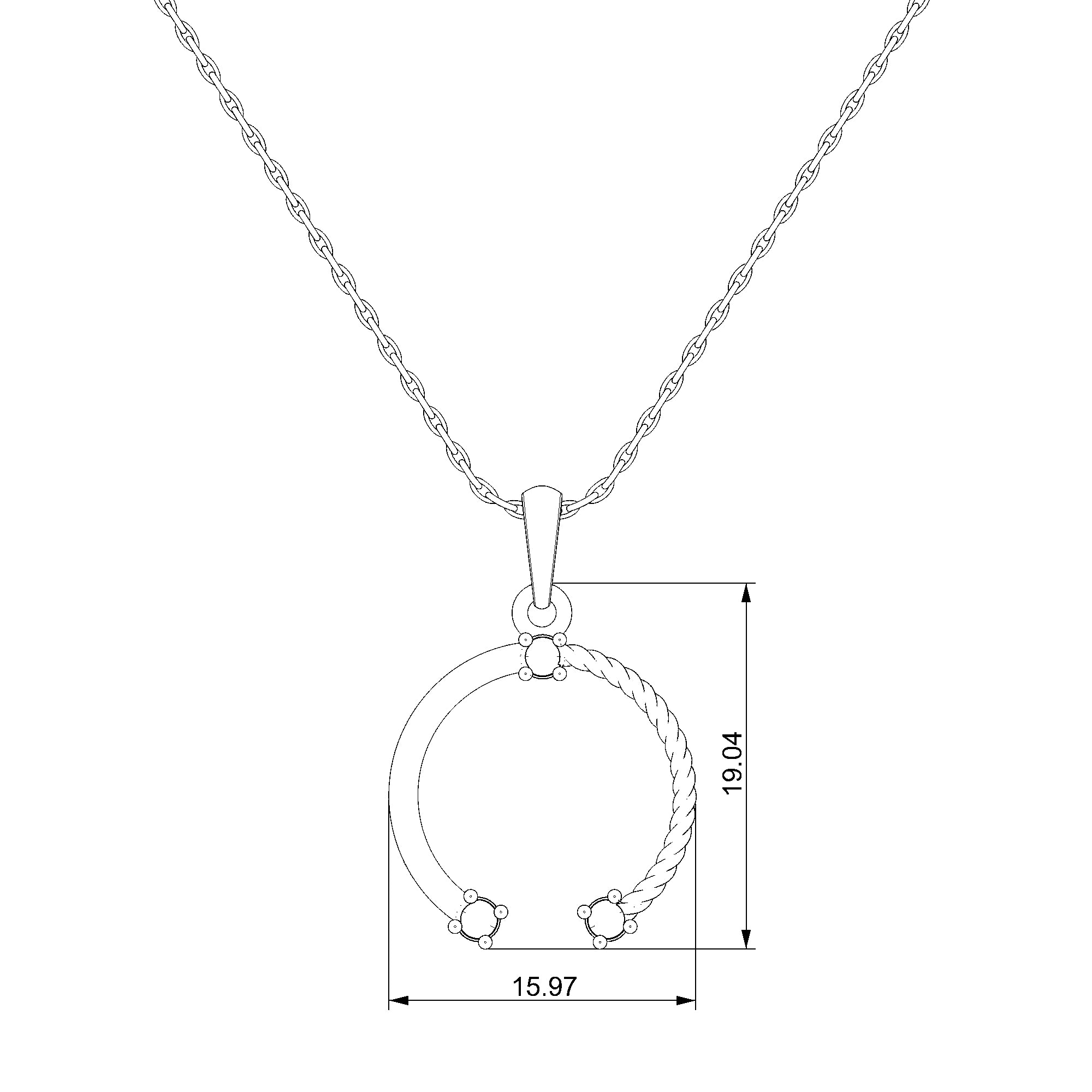 Pargold Solid Gold Elegant Twisted Halo Pendant-Static