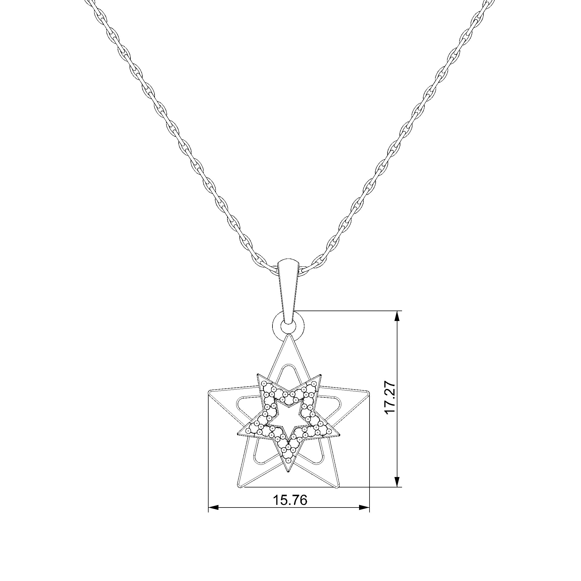 Pargold Solid Gold Celestial Star Radiant Pendant-Static