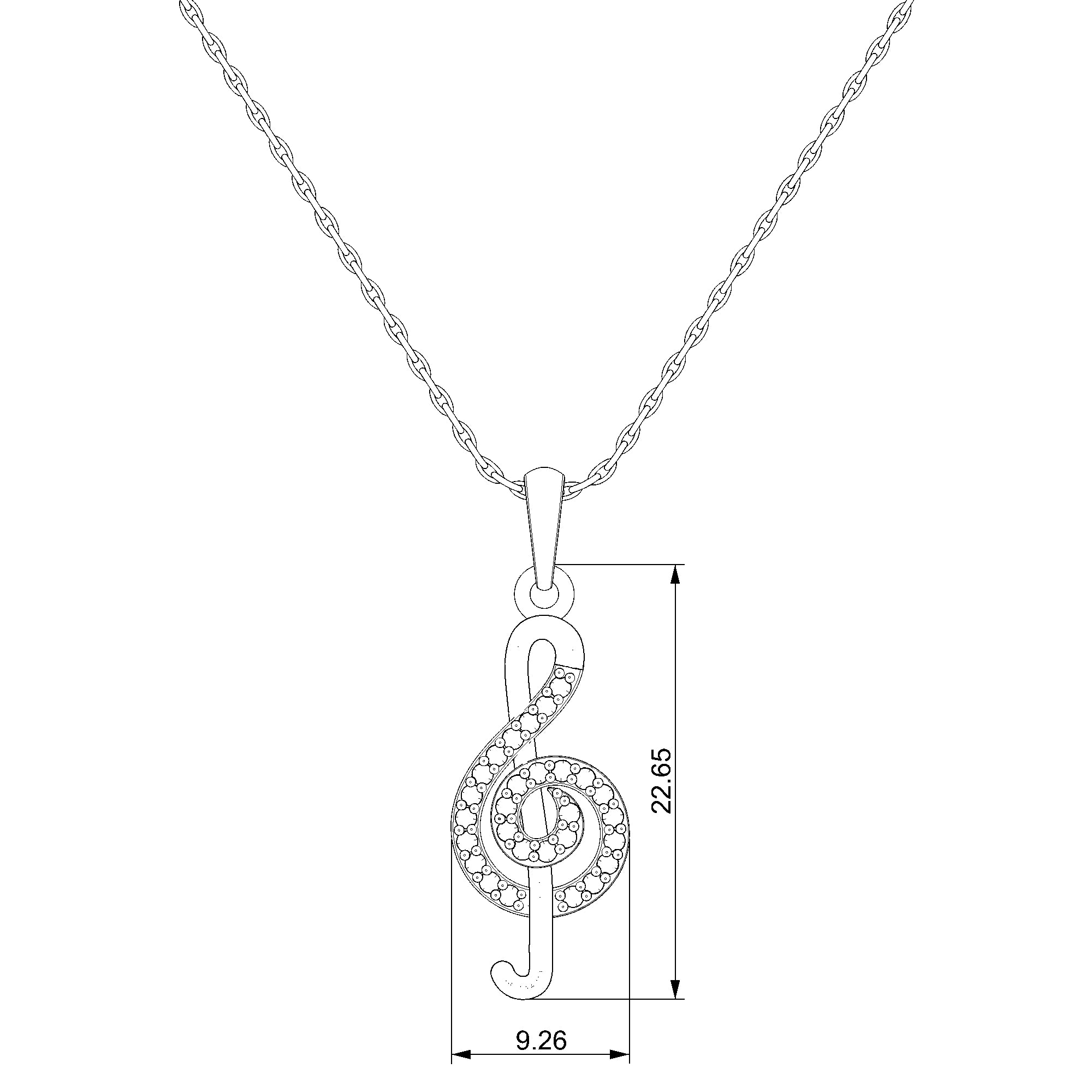 Pargold Solid Gold Elegantly Enchanted Treble Clef Pendant-Static
