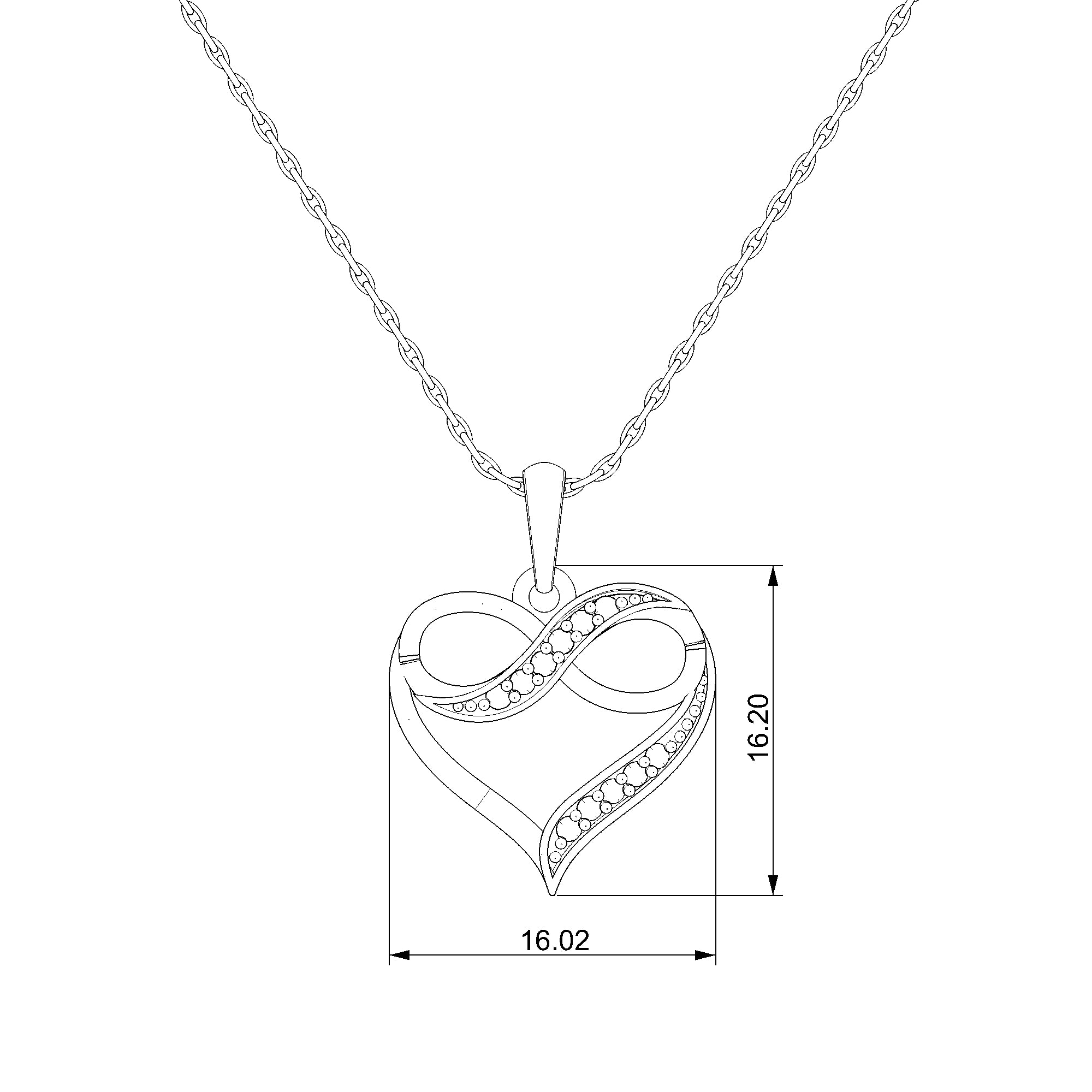 Pargold Solid Gold Infinity Heart Radiant Pendant-Static