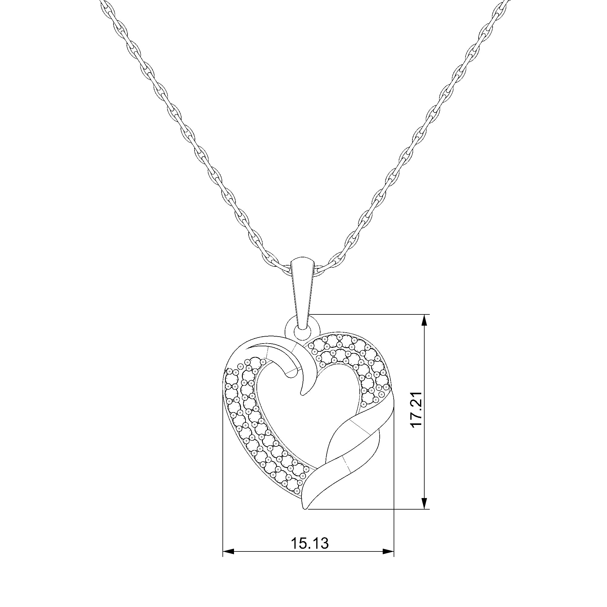 Pargold Solid Gold Whimsical Heart-Shaped Radiant Pendant-Static