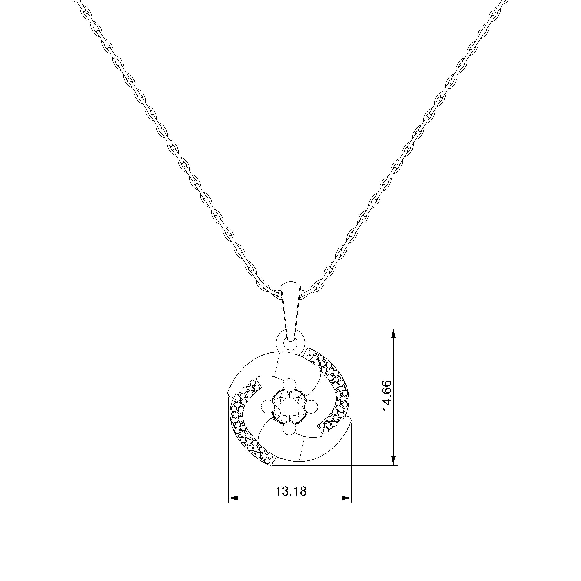 Pargold Solid Gold Spiral Elegance Solitaire Pendant-Static