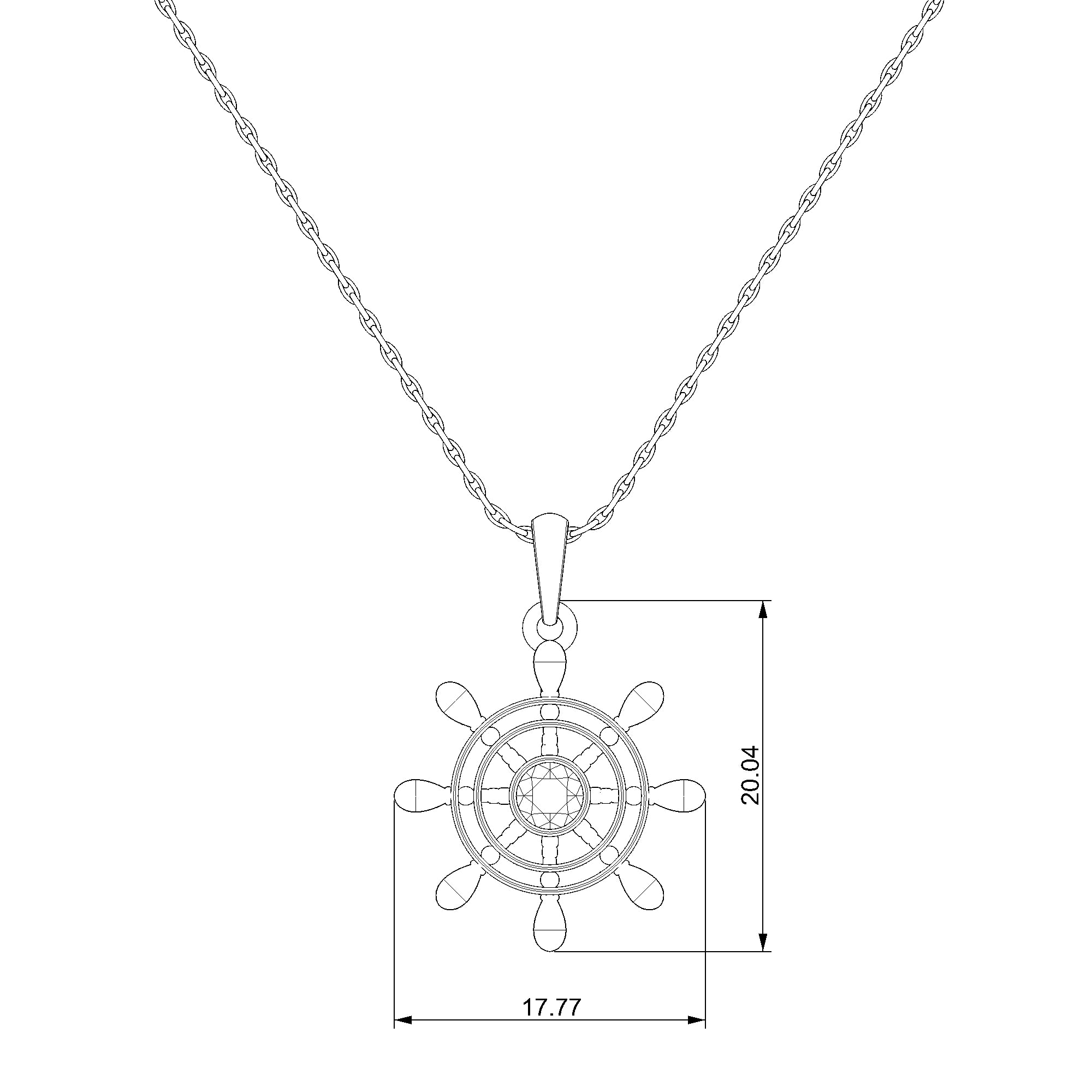 Pargold Solid Gold Chic Anchor Wheel Rudder Necklace-Static