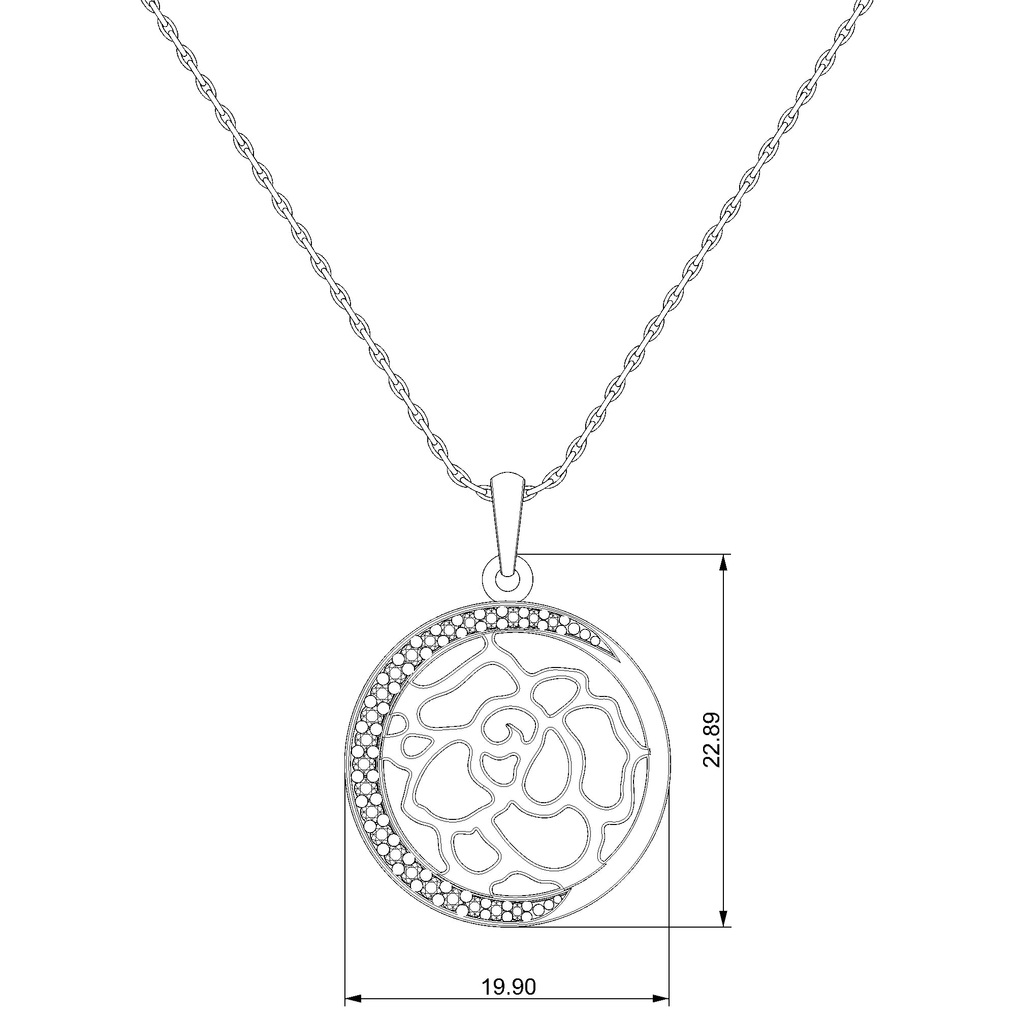 Pargold Solid Gold Rose Lattice Pendant Necklace-Static